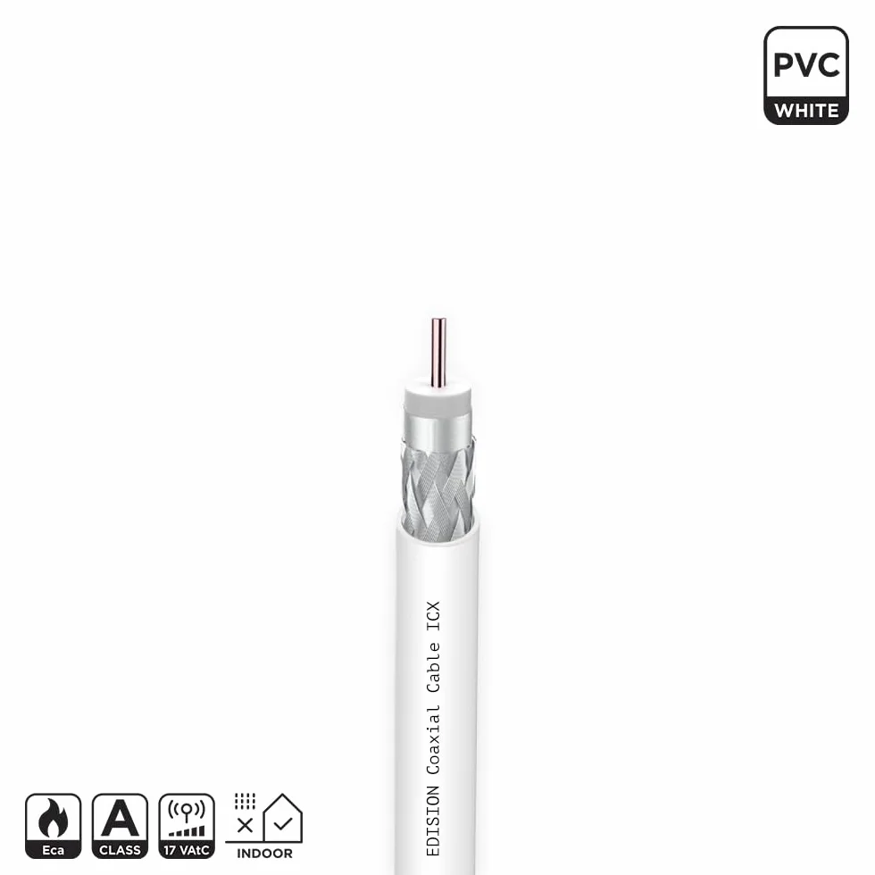 Cable Coaxial EDISION ICX-10 10m Blanco Acero Cobreado CCS/AL 17VAtC CPR Eca Clase A para DVB-S2 DVB-T/T2 DVB-C