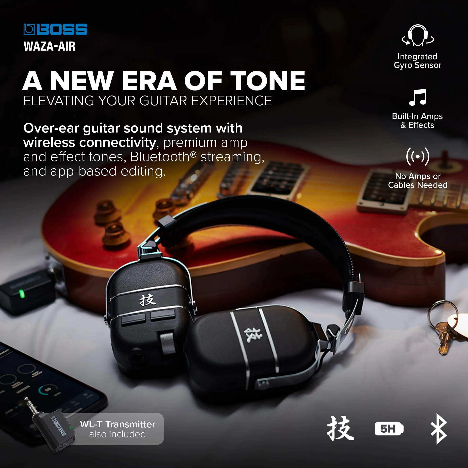 BOSS Sistema de amplificación de guitarra personal inalámbrico WAZA-AIR, Una experiencia sonora nueva y revolucionaria para guitarra