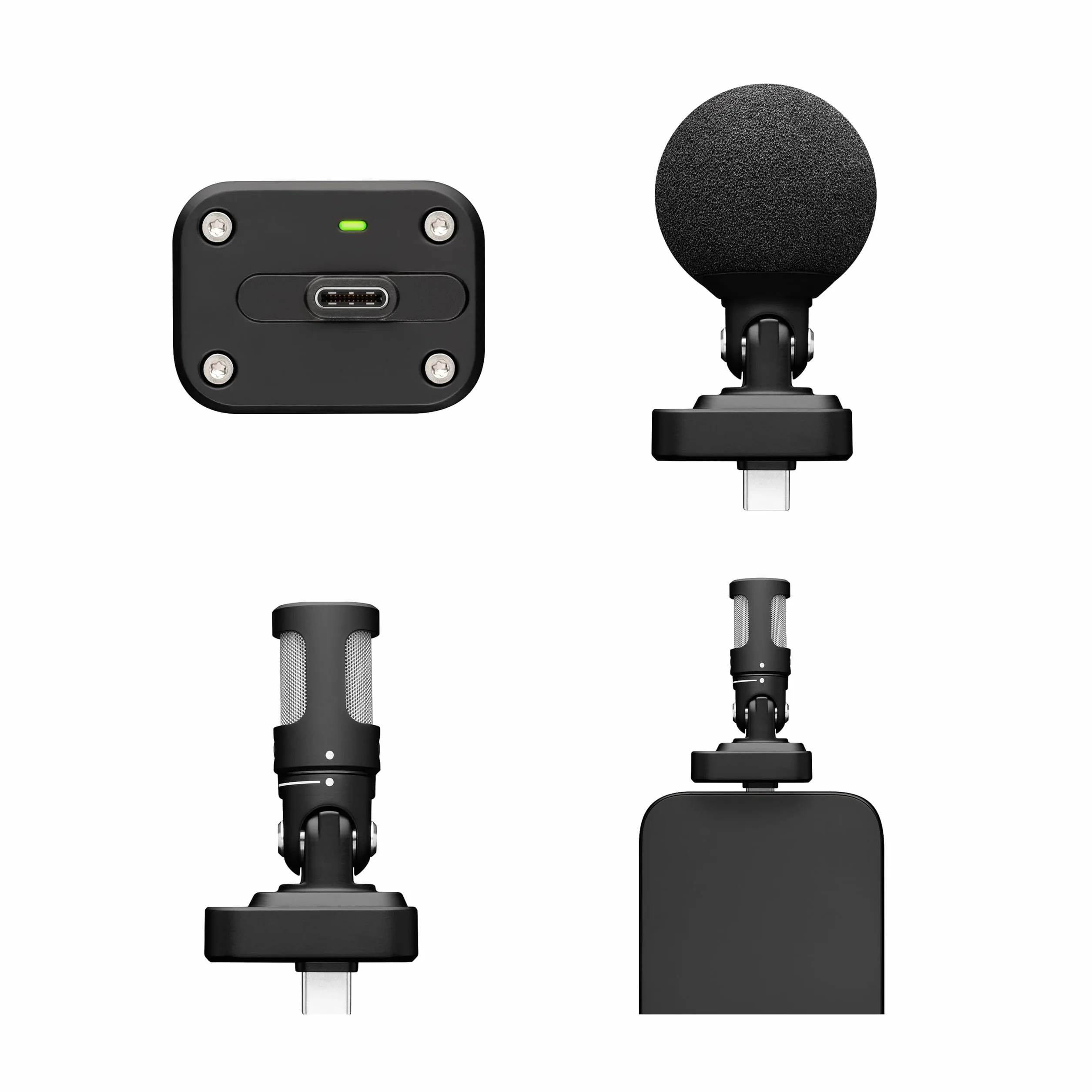 Shure MV88 USB-C Micrófono, para grabación y vlogging iPhone & Android, con Modo de Nivel automático, eliminación de Ruido en Tiempo Real y Cuatro Patrones Polares - Negro