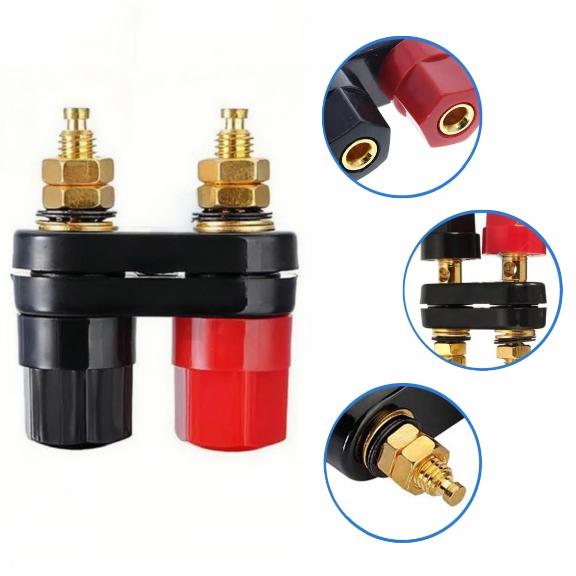 SamHeng Conector Banana 2 Vías Terminal de Doble Borne 4 mm para Altavoz Amplificador Potencia