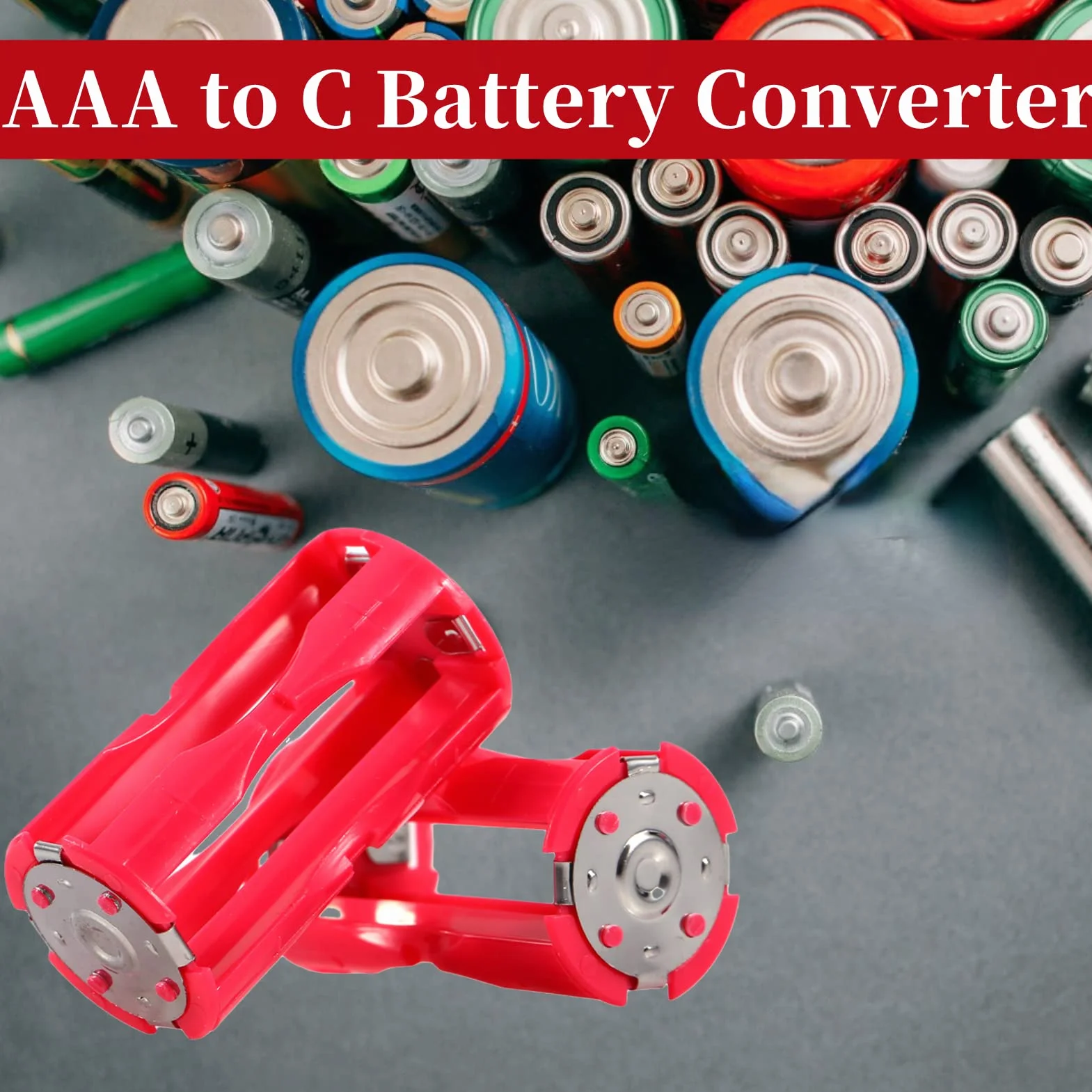 Mugast 4pcs AAA auf C Batterie Adapter,4 Stücke AAA zu Größe C Parallel Akku Konverter Adapter,Umweltfreundlich Battery Converter Batteriehalter Box für Elektronik-/Notfallsituationen Rot