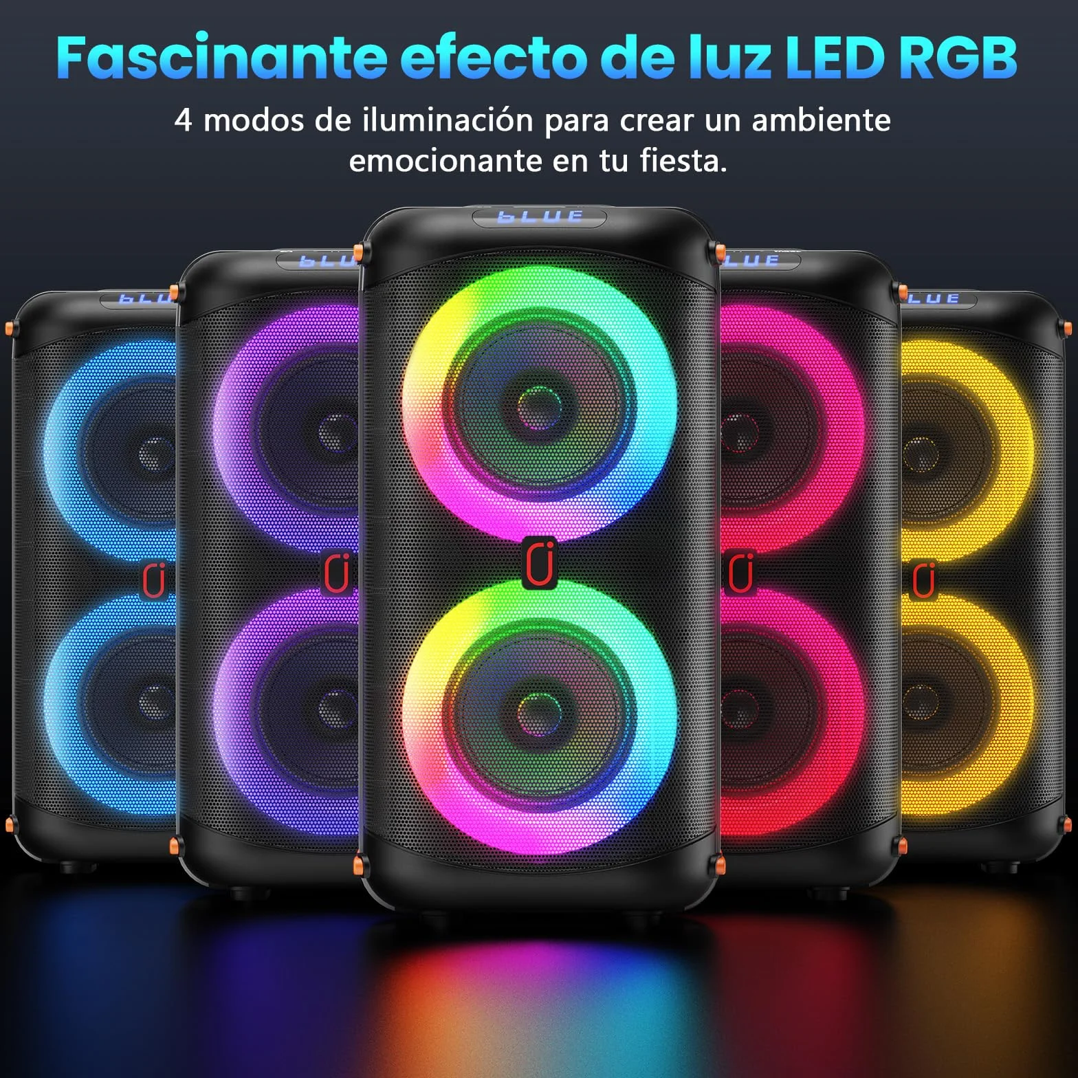 HWWR Máquina Karaoke, Altavoces Bluetooth portátiles con 2 micrófonos inalámbricos para Adultos, Sistema Caja Karaoke PA con Luces de Discoteca para Grandes Fiestas, Soporte TF/USB/FM/Rec/AUX