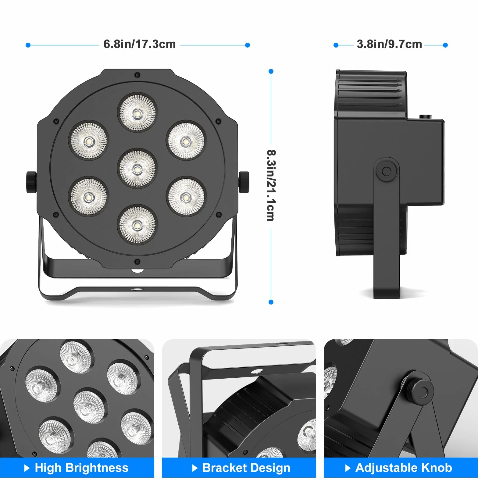 SEBRUANC RGBW Luz de Discoteca con Par LED Bolsa, 4PCS Foco LED Par DMX 7LED Luces de Escenrio con Control Remoto 8 Modos de iluminación para DJ Bar Boda Navidad