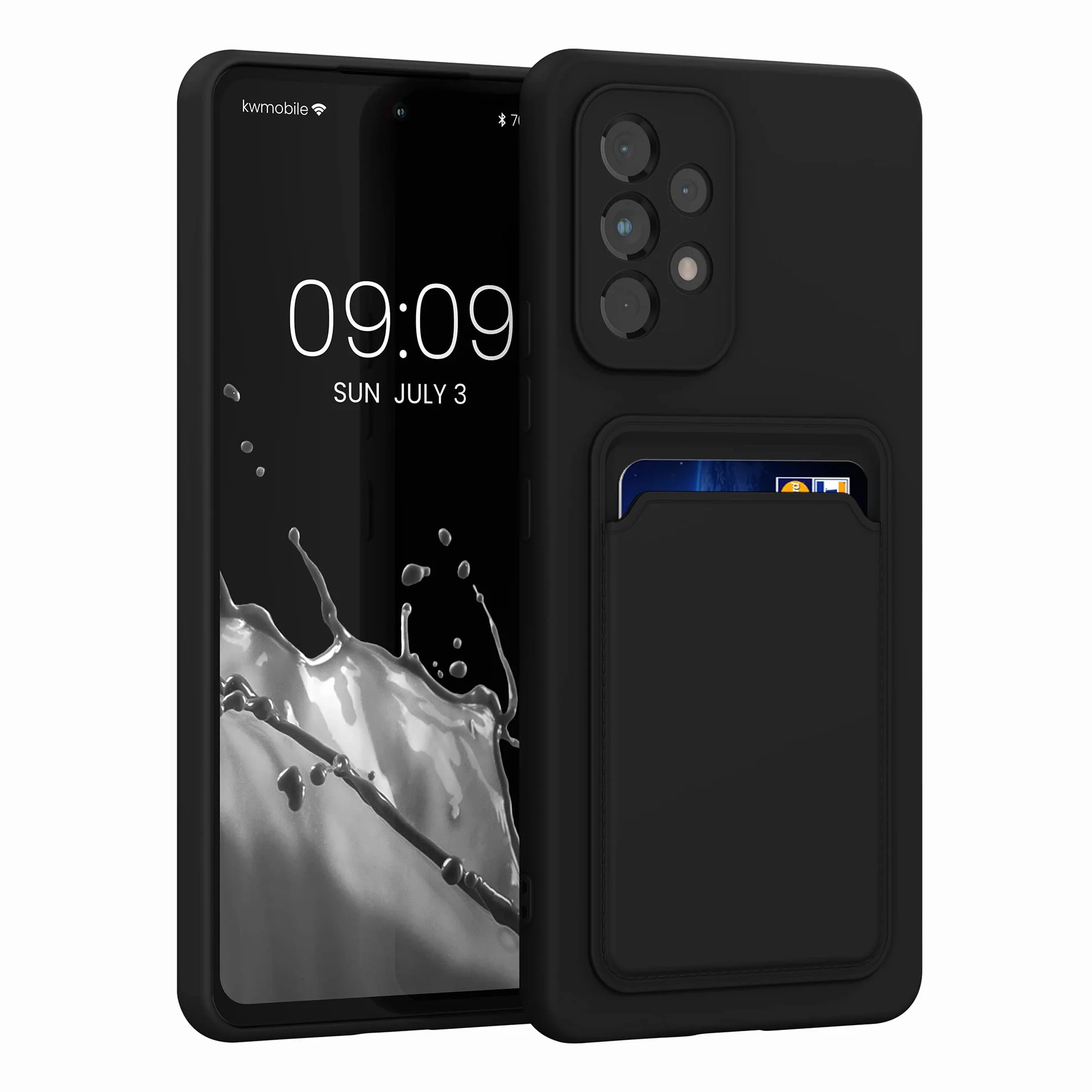 kwmobile Funda Billetera Compatible con Samsung Galaxy A53 5G Funda con Tarjetero - Carcasa Cartera Protectora con Espacio para Tarjeta - Negro