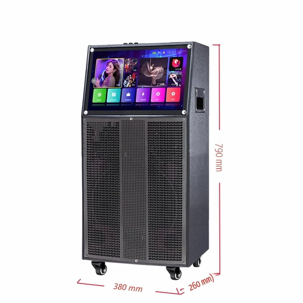 14" Máquina de Karaoke con Pantalla táctil | Sistema de PA portátil con 2 micrófonos inalámbricos | Altavoz WiFi Bluetooth para Fiesta al Aire Libre en casa |Sistema Android 40-400W
