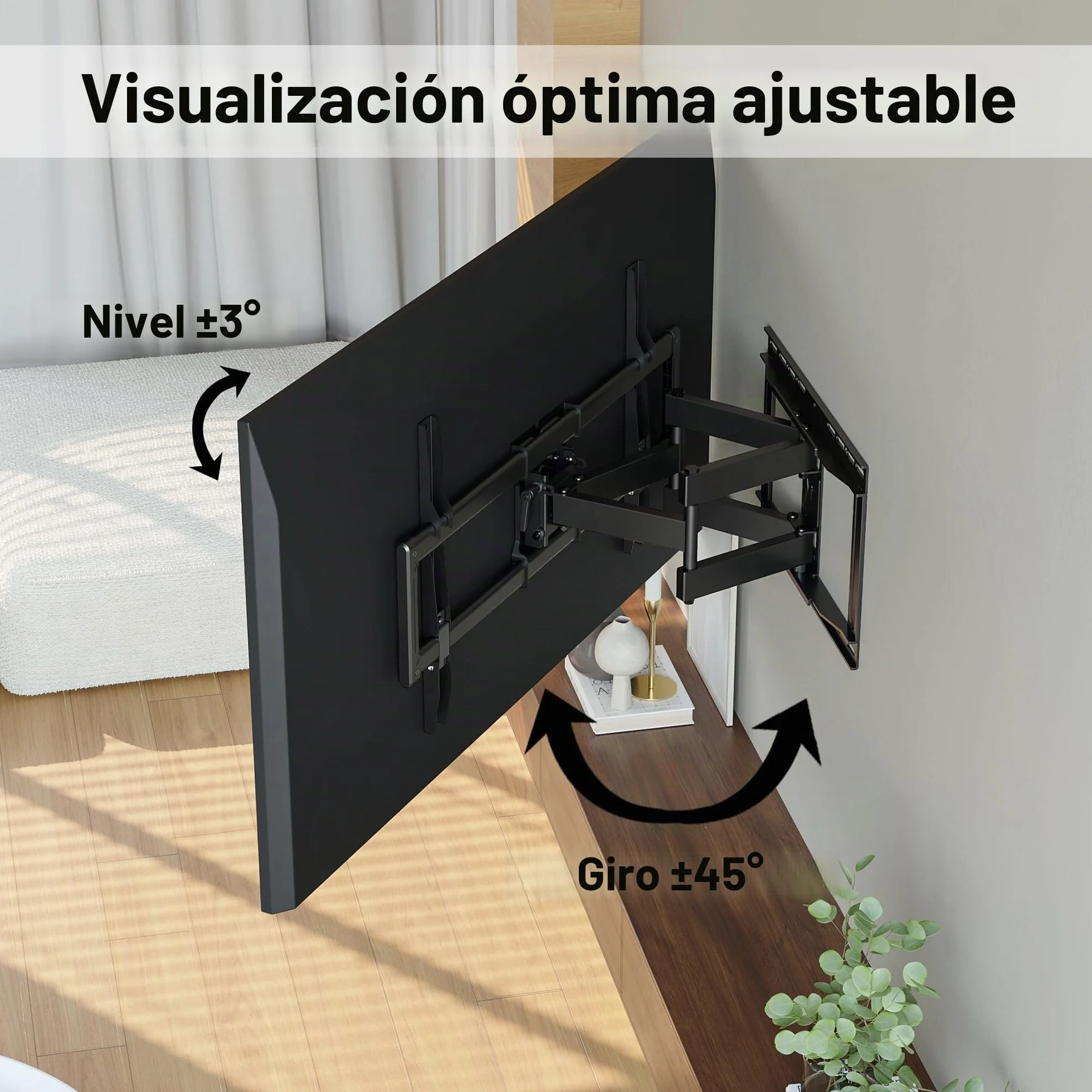BONTEC Soporte TV Pared 37-85 Pulgadas Movimiento Completo Inclinable Giro Nivelación Extensión 60 kg VESA 600x400 mm