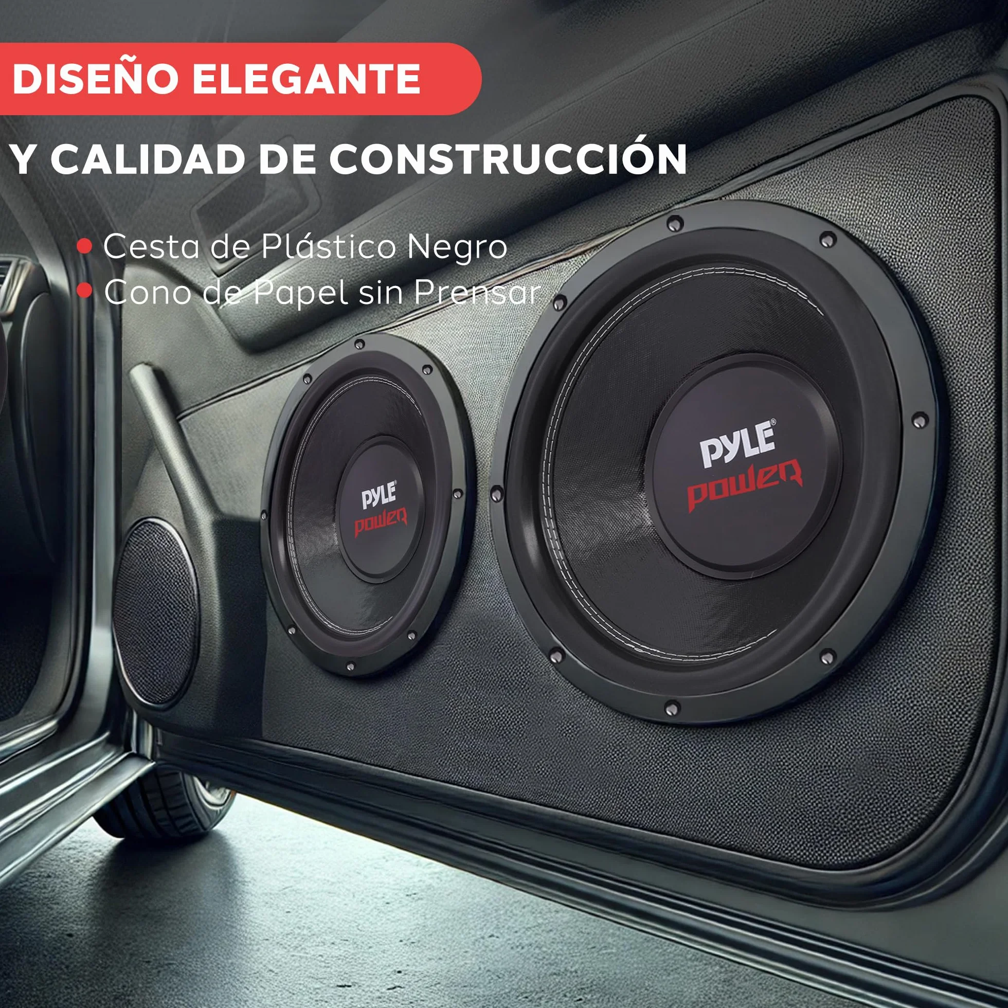 Pyle Subwoofer 12 Pulgadas 1600W 90 dB 40 Ohm Imán 60 oz Bobina Doble 2 Pulgadas Negro