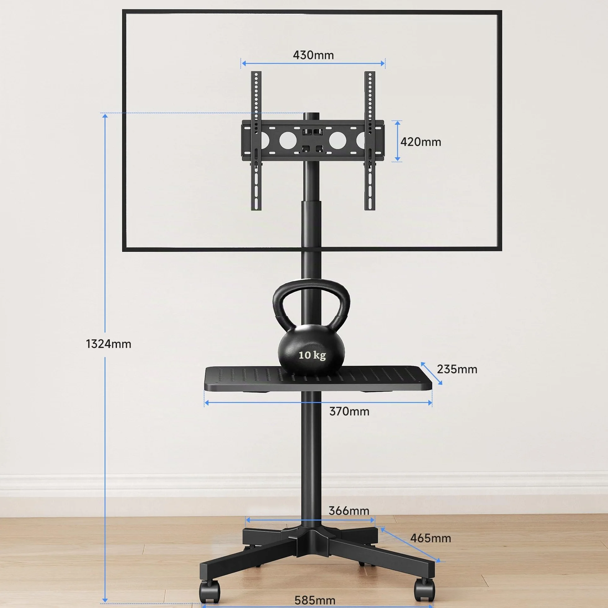 Soporte TV Ruedas para TVs Planos Curvos 21-60 Pulgadas 35 kg Altura Ajustable VESA 400x400 mm ML55A