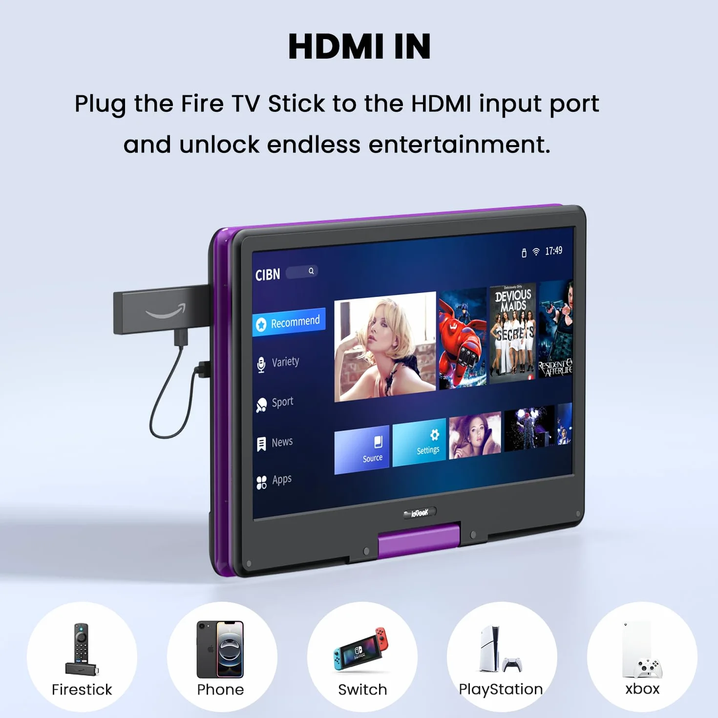 ieGeek Reproductor de DVD portátil de 16.9 pulgadas con pantalla giratoria de 14.1 pulgadas, entrada HDMI, batería recargable de 6 horas, sin región, reproducción USB/SD, regalo ideal para personas
