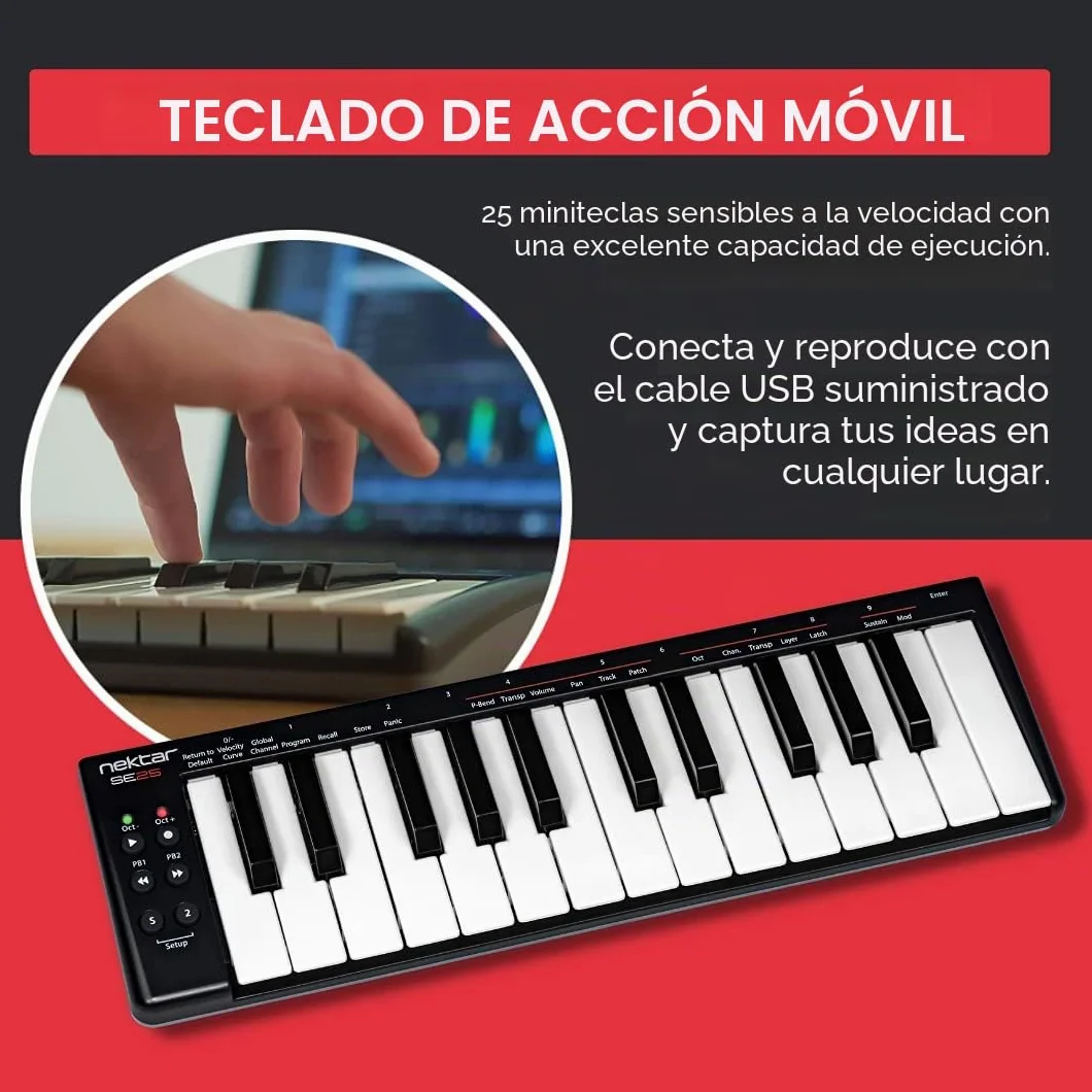 Nektar Controlador de teclado MIDI USB SE25