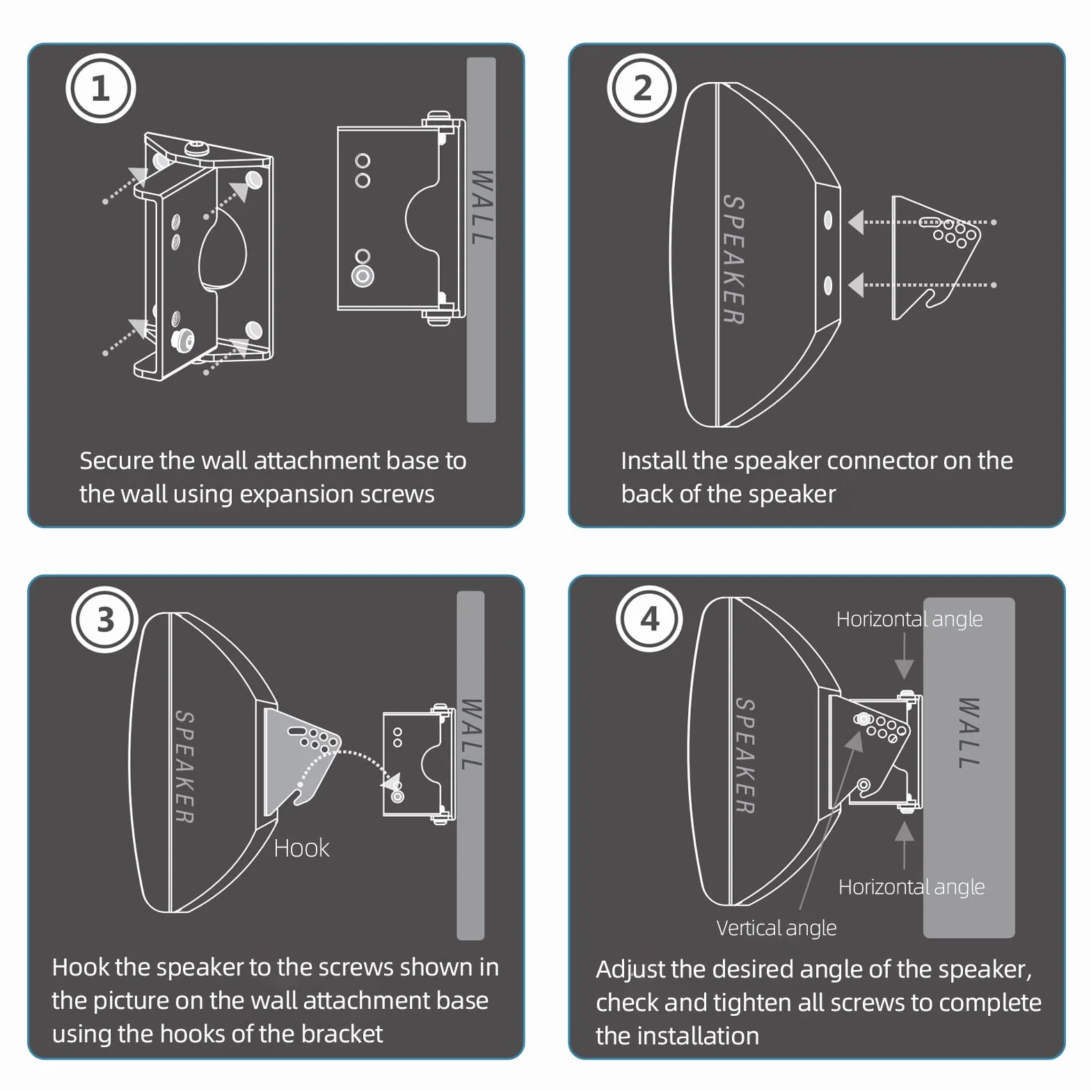 Soportes de Pared para Altavoces Resistentes, Montaje en Pared Universal para Altavoces Samsung/Bose/LG/Yamaha/Teufel, Soportes de Pared de ángulo Ajustable, soporta hasta 40 kg (1 par)