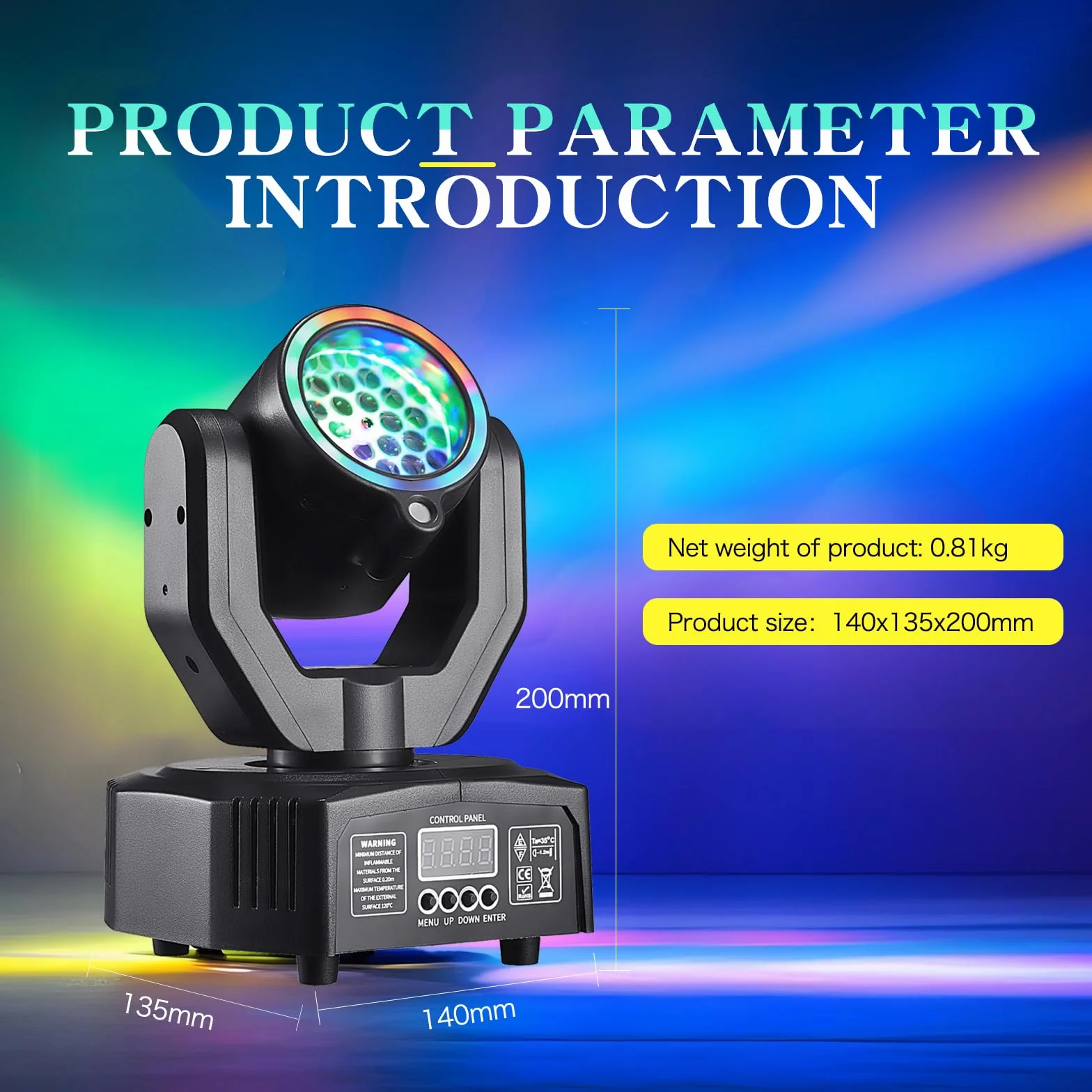LT05 - Luz de discoteca con cabeza móvil, luz LED RGB LT05, proyector de DJ, luces de discoteca controladas por música, luces de discoteca, efecto DMX, para bar, KTV, reunión familiar, boda