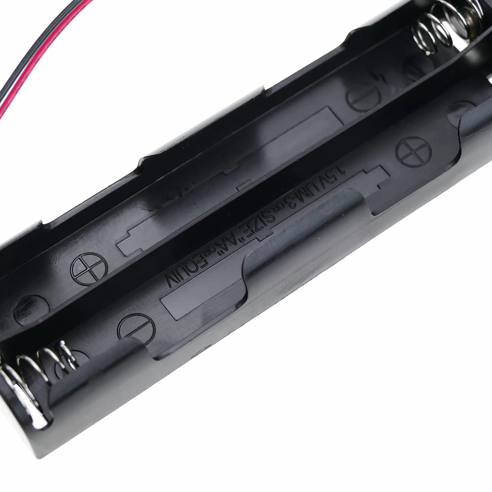 BeMatik - Portapilas Alargado para 4 Pilas LR6 AA 1.5V
