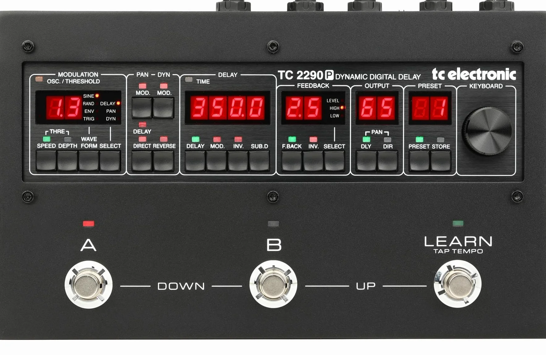 TC Electronic 2290 Pedal de Retardo Digital Dinámico con 128 Presintonías, 3 Conmutadores de Pedal, Tap Tempo 'Learn' Dedicado con Subdivisiones e Inserción de Efectos Feedback Path