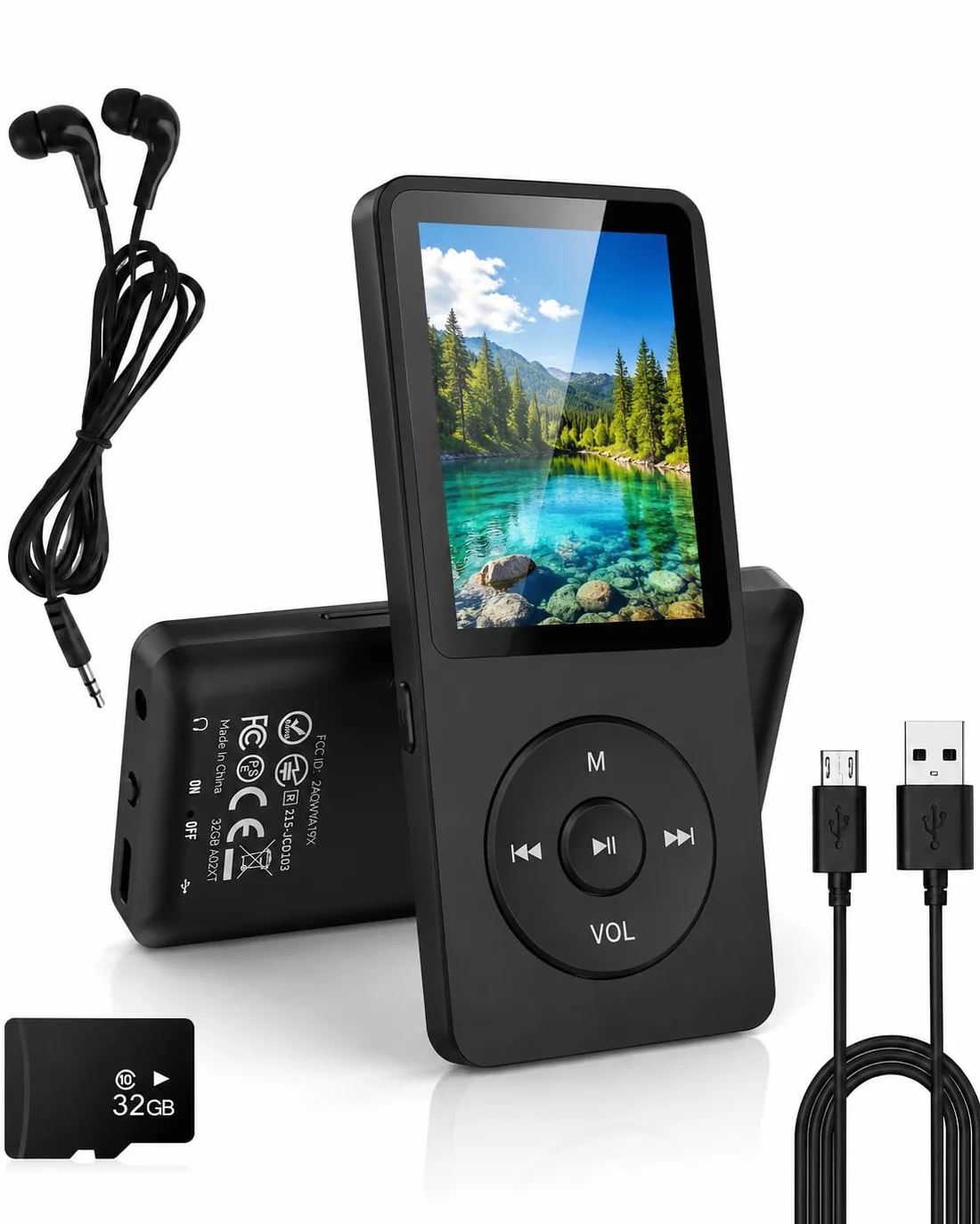 Reproductor MP3 32GB Bluetooth 5.0 con Altavoces HD, Pantalla TFT a Color de 1.8", hasta 128GB, Reproductor de Música Sin Pérdidas para Niños y Adultos
