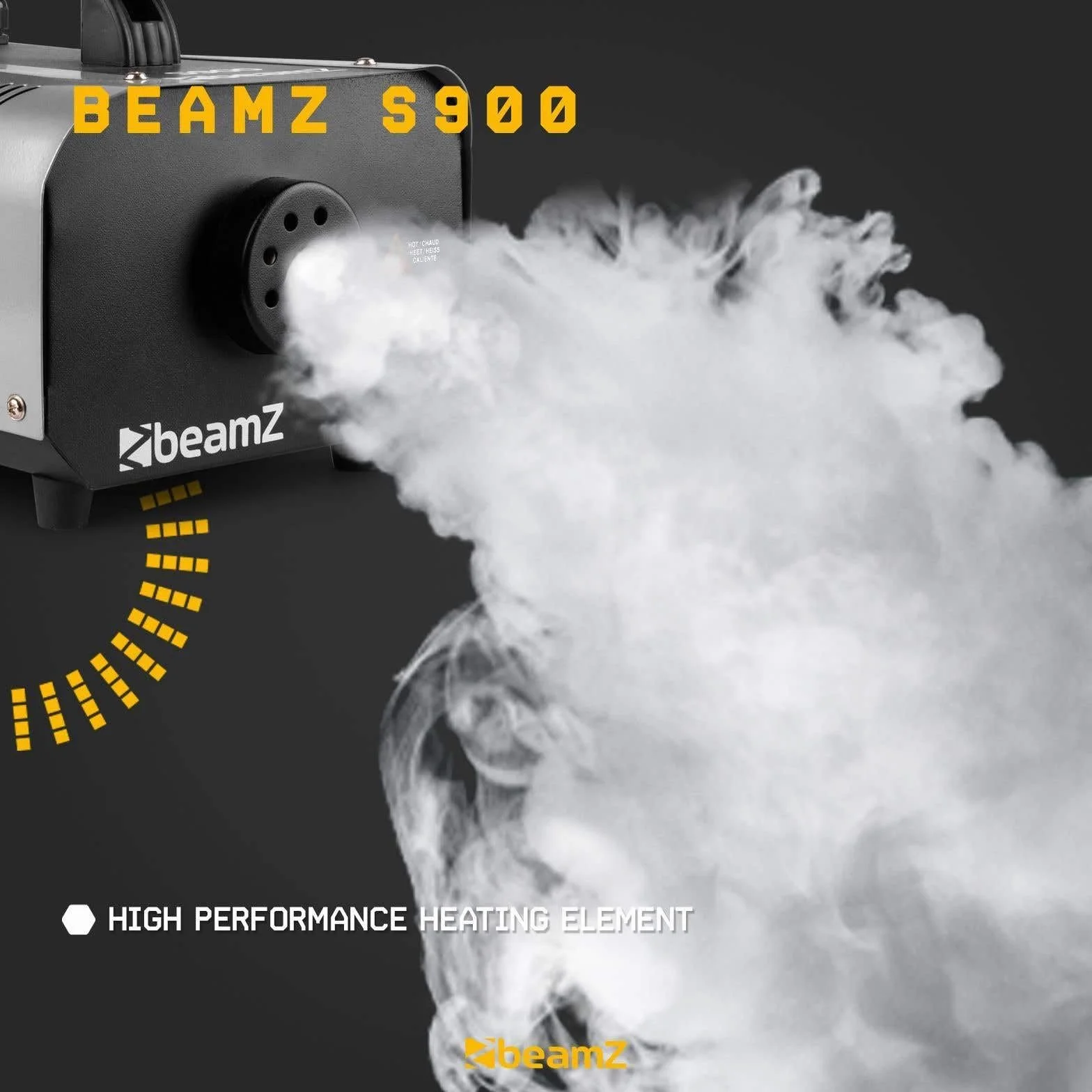 BeamZ S900 Máquina de Humo 900 Watt, Incluye 5 Litros de Líquido de Humo, Máquina de Niebla, Mando a Distancia por Cable, Depósito de 2,5 Litros, Humo para Fiestas en casa, Disco, DJs, Bodas, Eventos