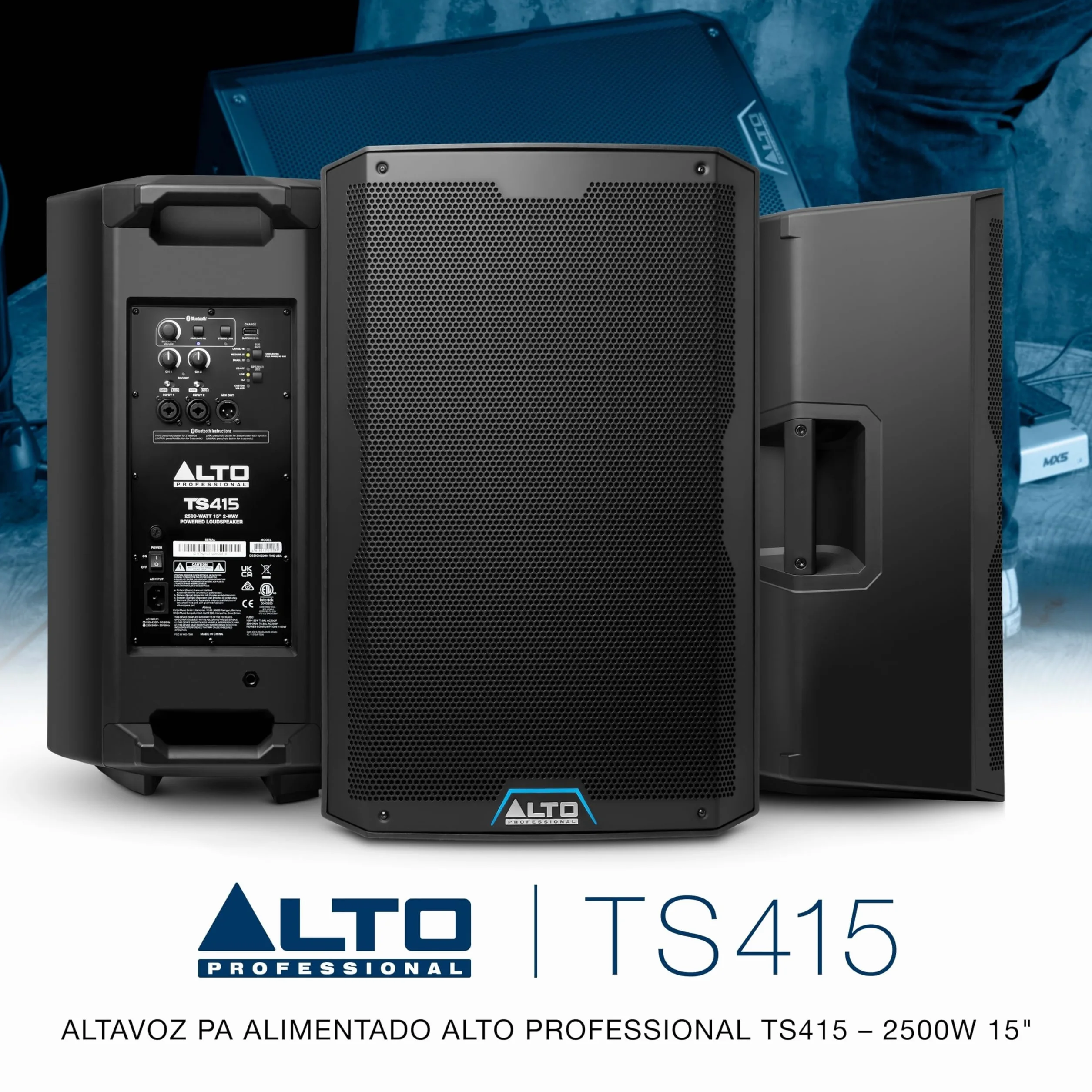 ALTO TS415 Altavoz Autoamplificado 2500W 15 Pulgadas con Mesa de Mezclas de 3 Canales, Streaming Bluetooth, Emparejamiento Inalámbrico de Altavoces, DSP y App