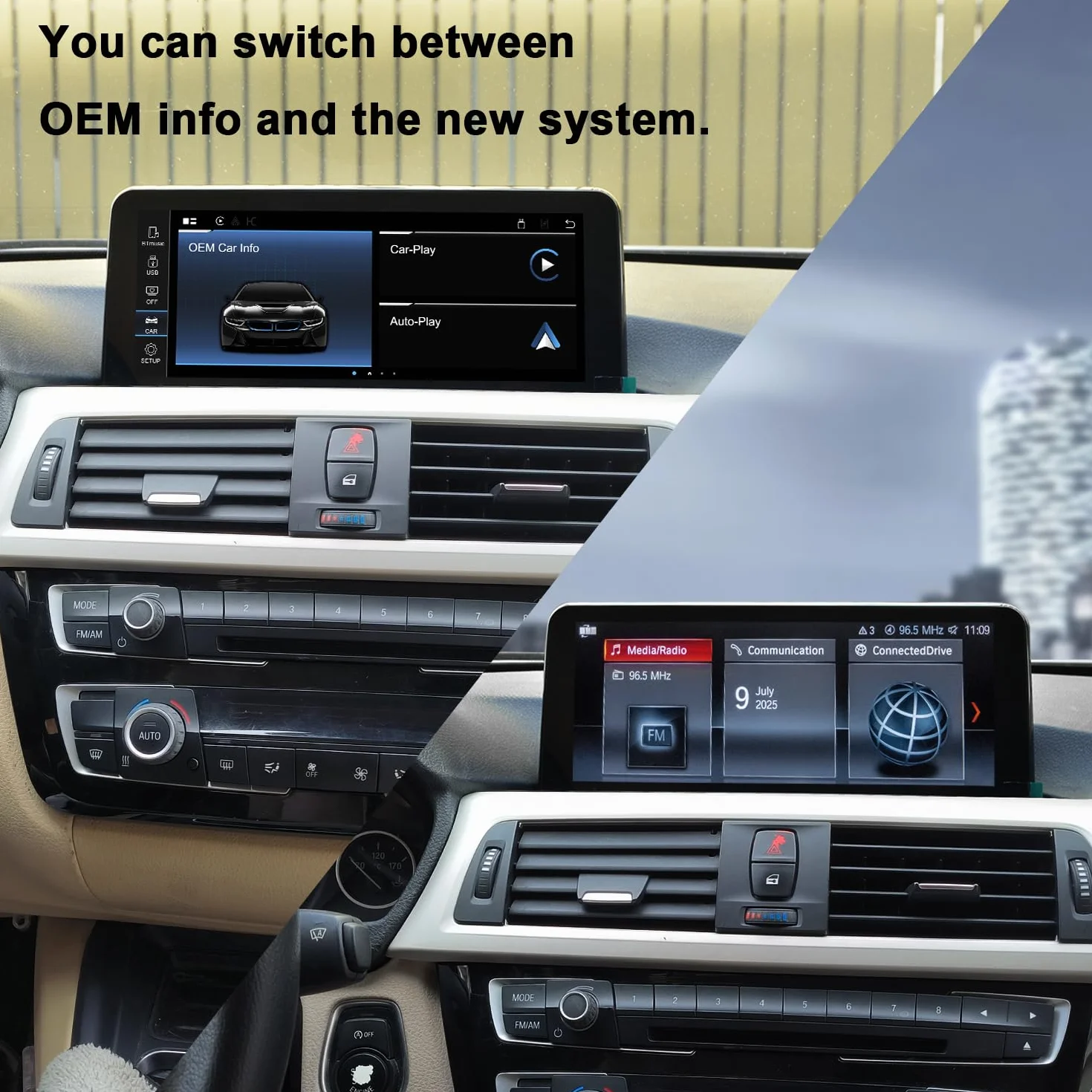 PEMP Pantalla Linux para BMW Serie 3 F30 X1 F48 2017-2019 EVO ID6, Soporte inalámbrico CarPlay Android Auto Uso OEM Bluetooth Llamadas y Música.