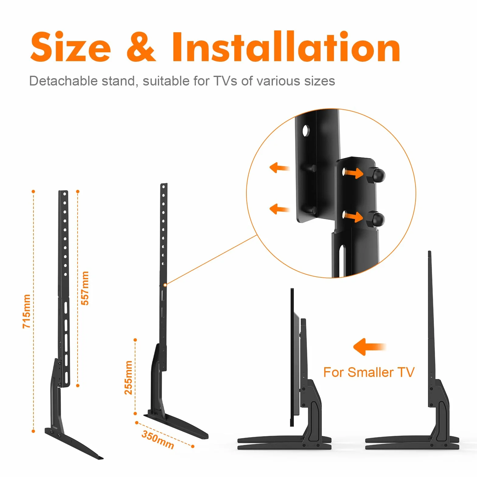 GRIFEMA Soporte TV Pie para Pantallas 22"-80" LED/OLED/Curva/Plana, Carga Máx. 50 kg, VESA 800x400mm Negro
