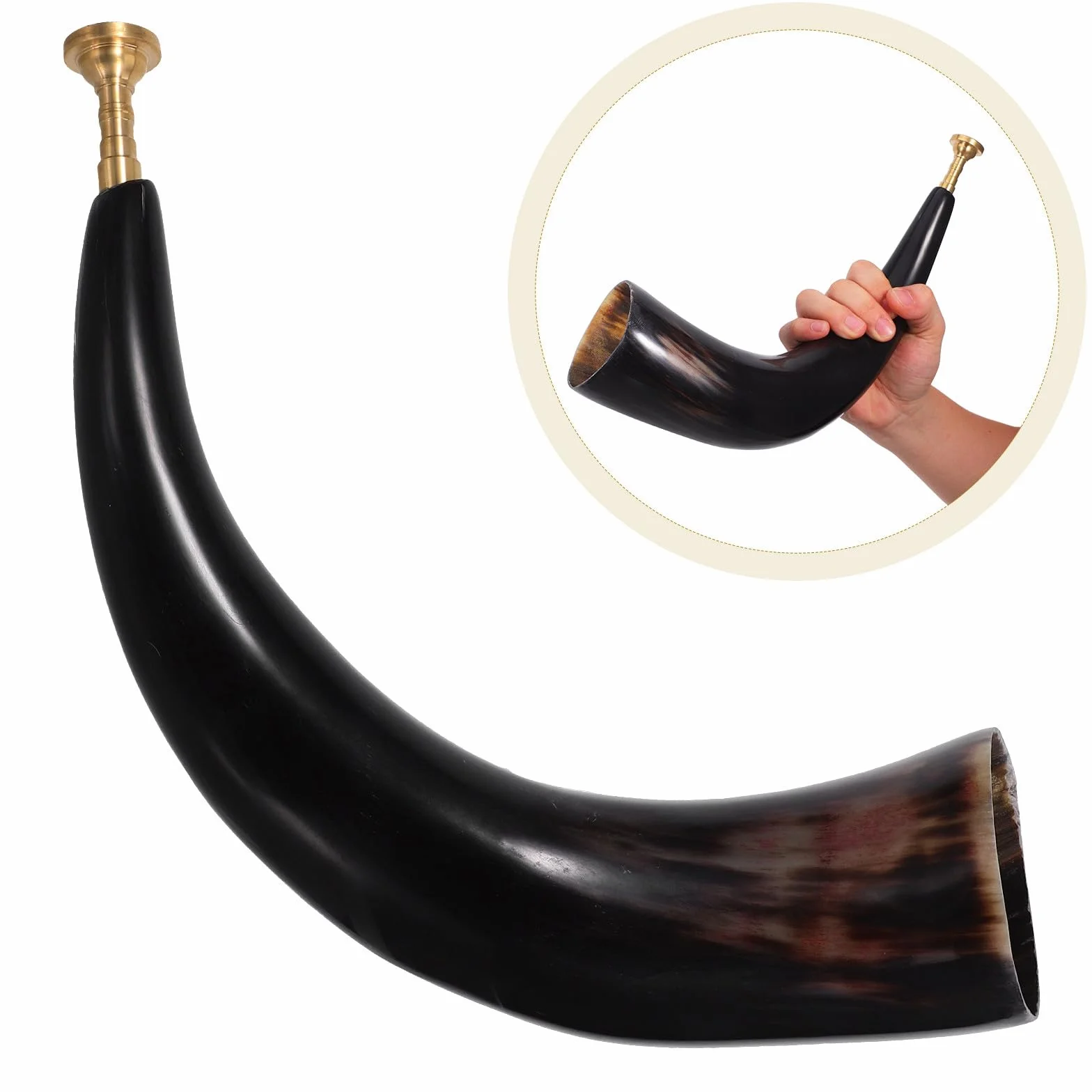 Cuerno Vikingo Sonido Potente Natural de Cuerno de Buey Negro y Tono Resonante para Eventos Temáticos y Disfraces de Estilo Vaquero