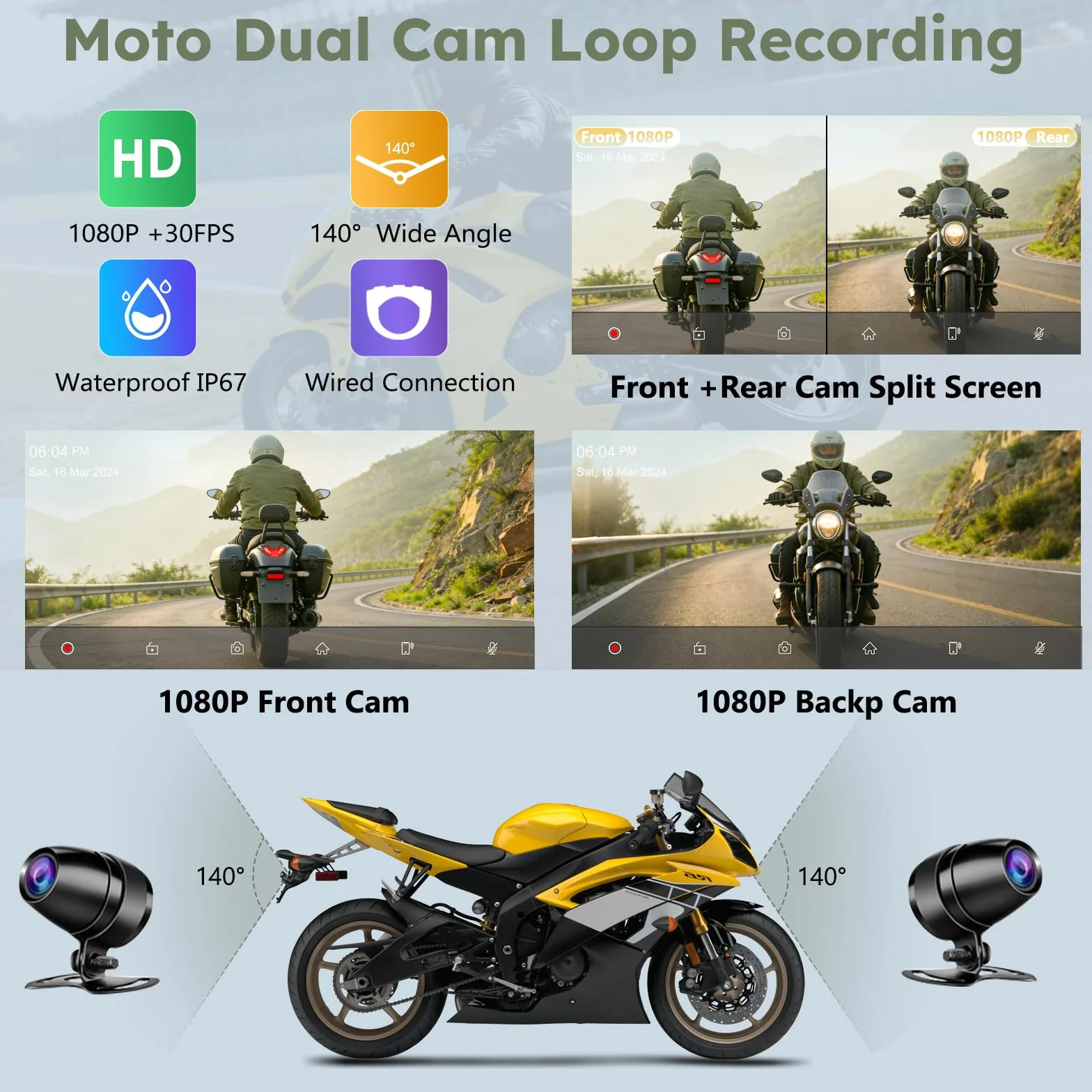 Carpuride Pantalla GPS de motocicleta CarPlay de 6.3 pulgadas sin cables CarPlay y Android Auto para Moto, con cámara doble y TPMS, control remoto, impermeable IP67, BT Audio, grabación en bucle