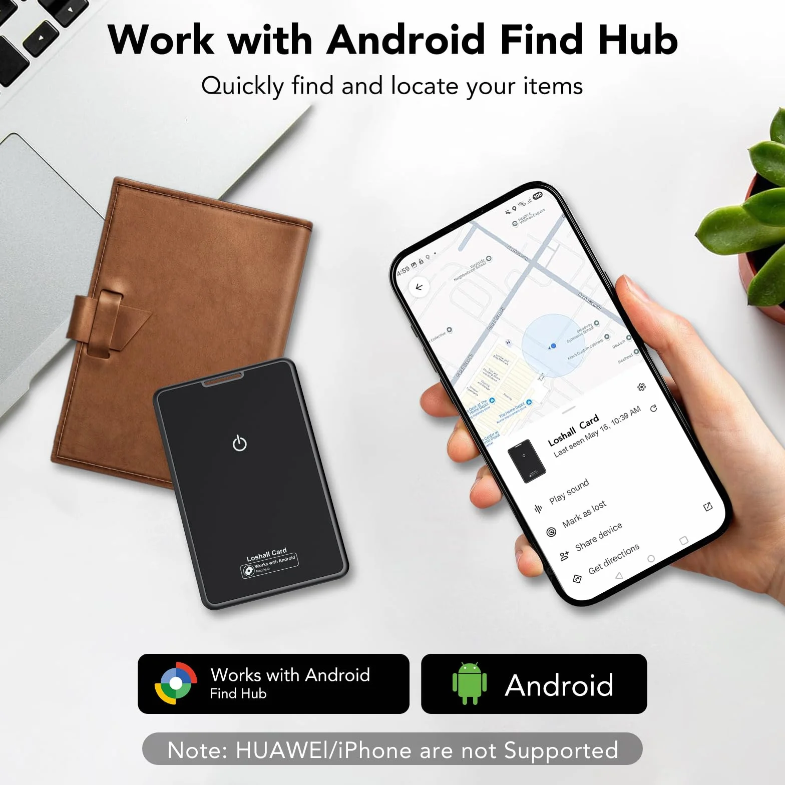 2026 Bluetooth 5.4 Wallet Smart Tracker Card 2 Pack 1.6mm IP68 Impermeable Localizador Bluetooth Google Find Hub Negro