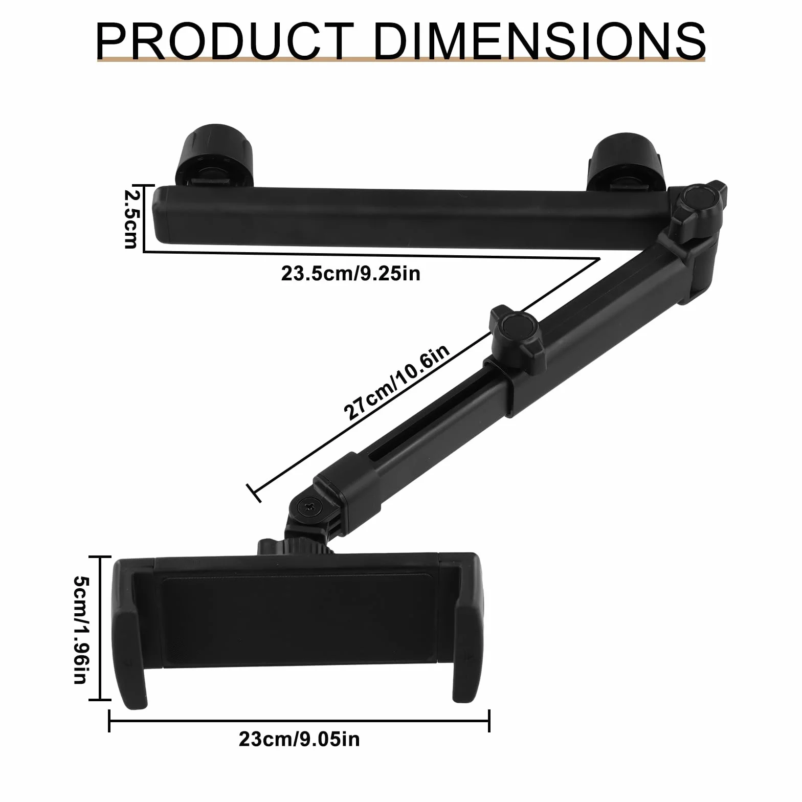 Soporte Tablet Coche, Soporte Coche Reposacabezas 360° Rotación, Soporte Extensible para Tablet Móvil, Ajustable Tablets Coche Aluminio para 4-12.9in Tab