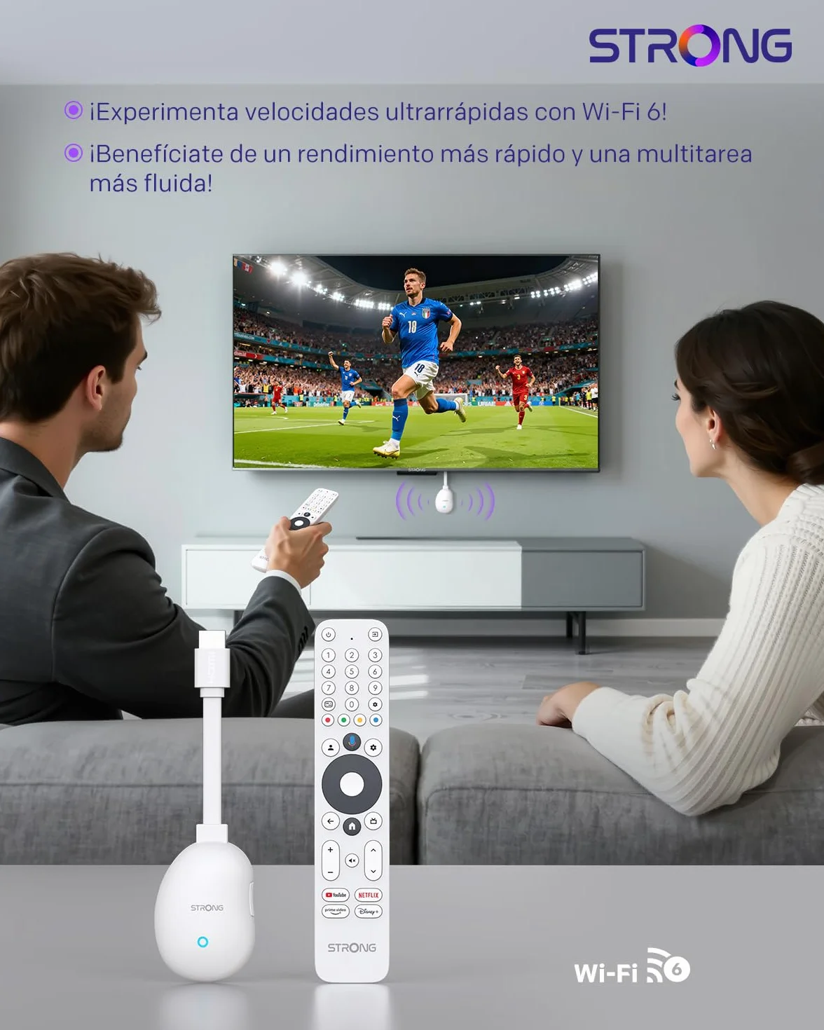 STRONG Leap-Neve 4K UHD Streaming Stick, Dolby Vision, Dolby Audio, WiFi 6, Android 12, HDMI 2.1, 2GB RAM 8GB Flash
