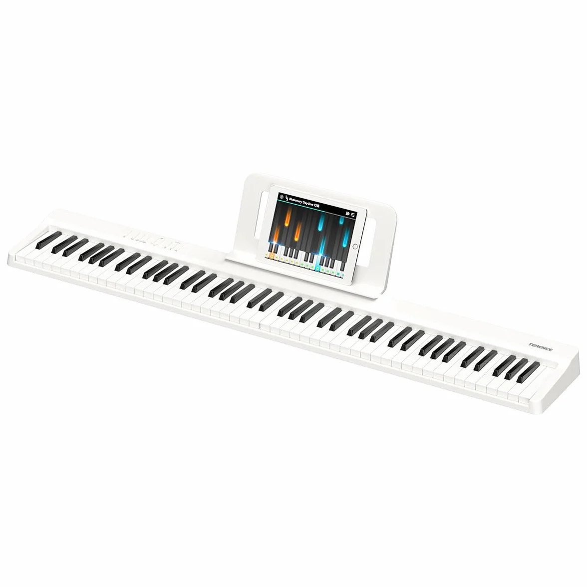 TERENCE Piano Plegable de 88 Teclas, con Teclado de Fuerza, Piano Plegable con Grabación y Soporte Bluetooth, Pedal y Altavoz de 4 Unidades, Preferido para Principiantes,blanco