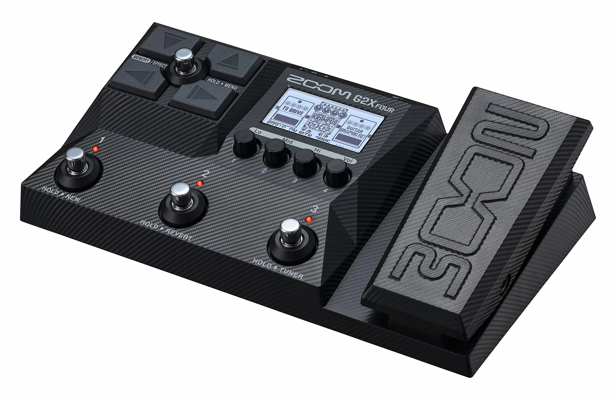 Zoom G2X FOUR Pedal multiefectos para guitarra con pedal de expresión, IR multicapa, modelado de amplificadores, 75+ efectos, looper, caja de ritmos, afinador, audio interface, ligero