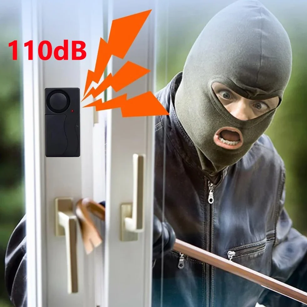 Mengshen Inalambrico Antirrobo Vibracion Puerta Ventana Alarma Sensor de Movimiento Alarma con 2 Mandos a Distancia para Bicicletas EBikes Scooter Coche (4 sensores con 2 mandos a Distancia)
