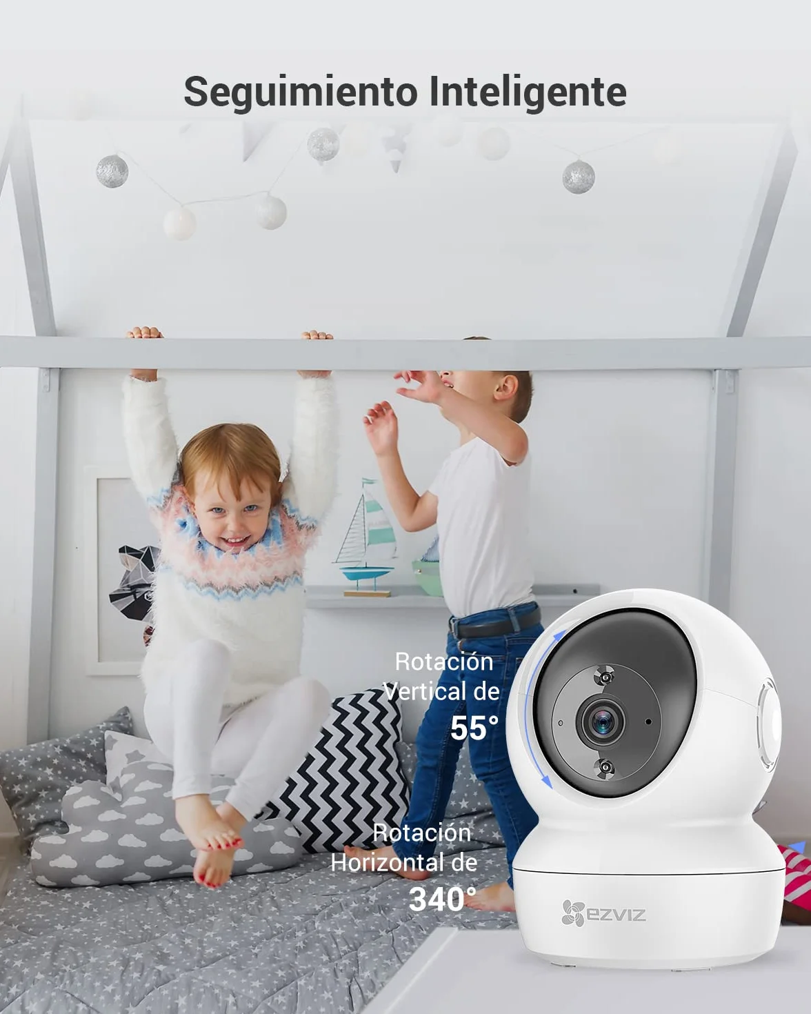 EZVIZ C6N 2-Pack Cámaras Vigilancia WiFi Interior 360º 1080P Visión Nocturna Audio Bidireccional Detección Movimiento