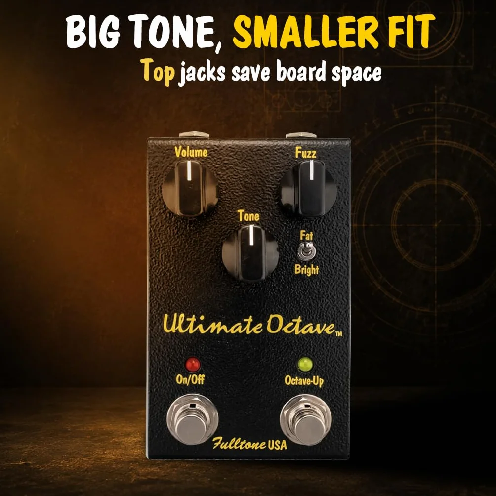 Fulltone Ultimate Pedal de octava de guitarra Fuzz con octava superior, interruptor Fat/Bright, transistor BC108, True Bypass, hecho a mano en EE. UU., negro