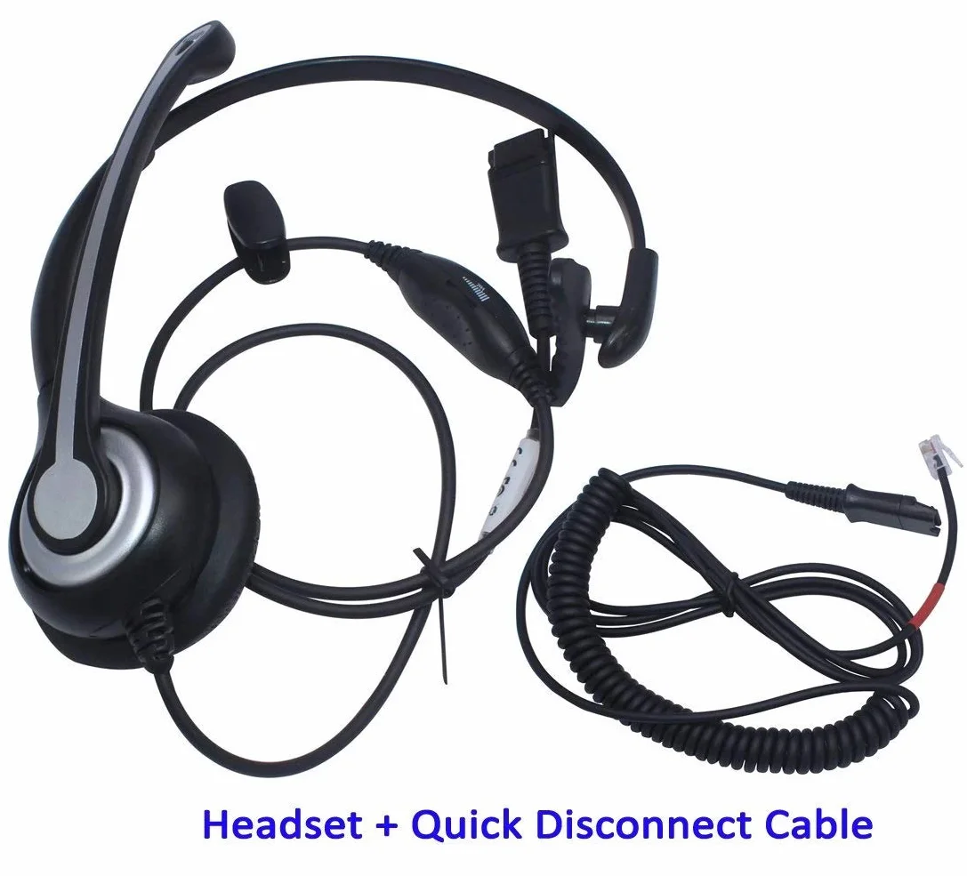 WANTEK Auriculares Teléfono Fijo RJ9 Mono con Cancelación de Ruido, Quick Disconnect para Yealink Avaya Cisco Grandstream Panasonic KXT