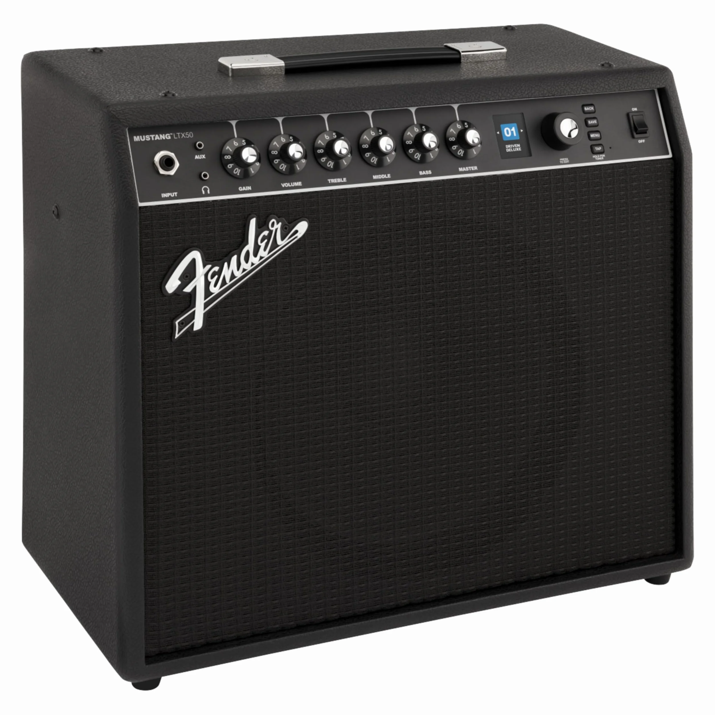 Amplificador combo de guitarra Fender Mustang LTX50 de 50 W con tonos versátiles, 100 preajustes, 50 tipos de amplificadores y efectos, interfaz de usuario sencilla