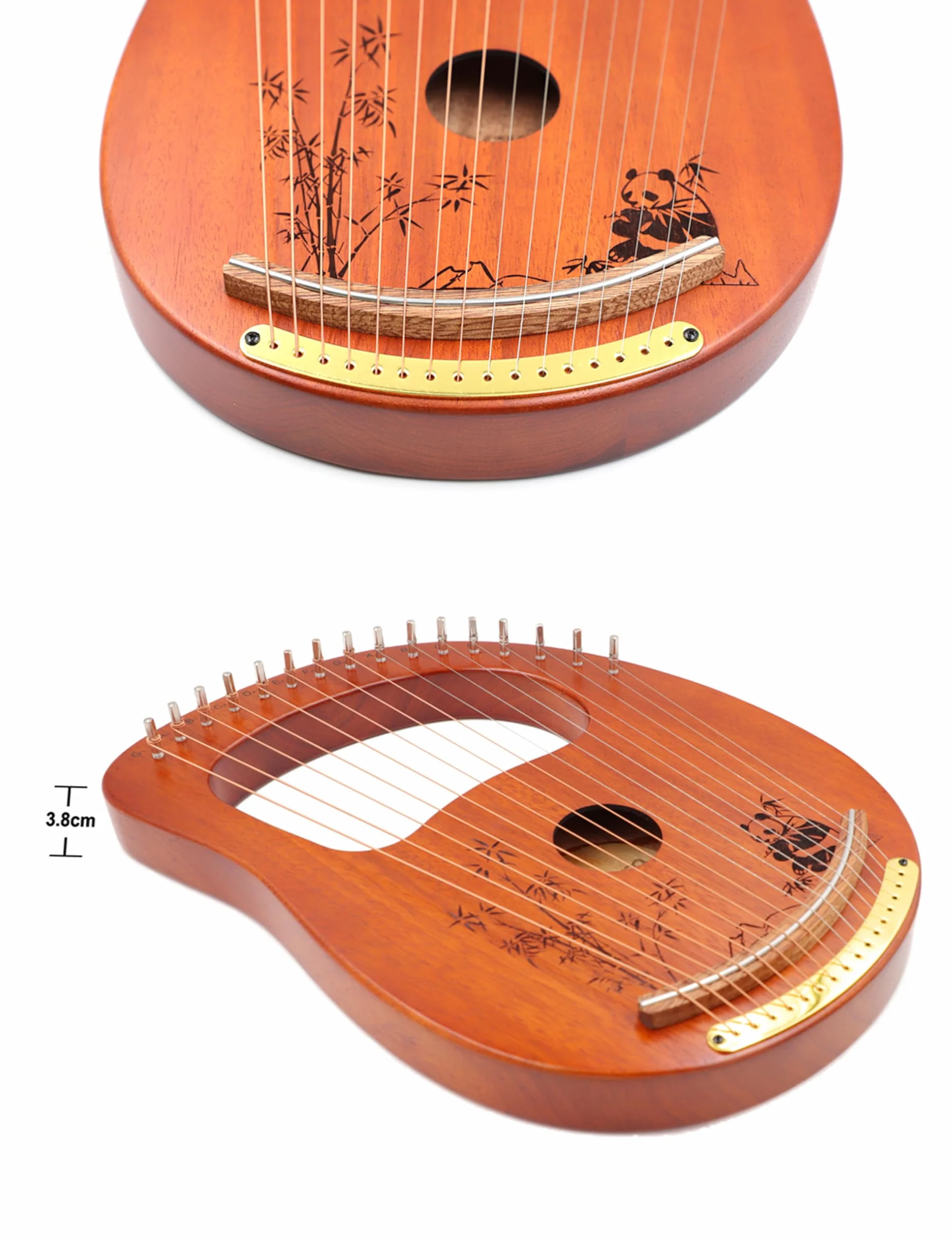 Rayzm Lyre Harp, instrumento lira de caoba de madera maciza con diseño de patente, arpa portátil de 16 cuerdas de metal para adultos/niños/principiantes
