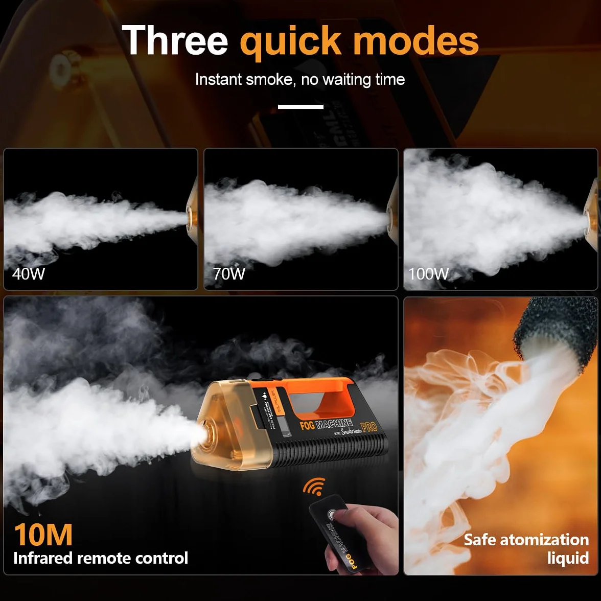 LENSGO Máquina de niebla, de mano SMOKE MASTER PRO con control remoto para exteriores, mini máquina de humo portátil para interiores
