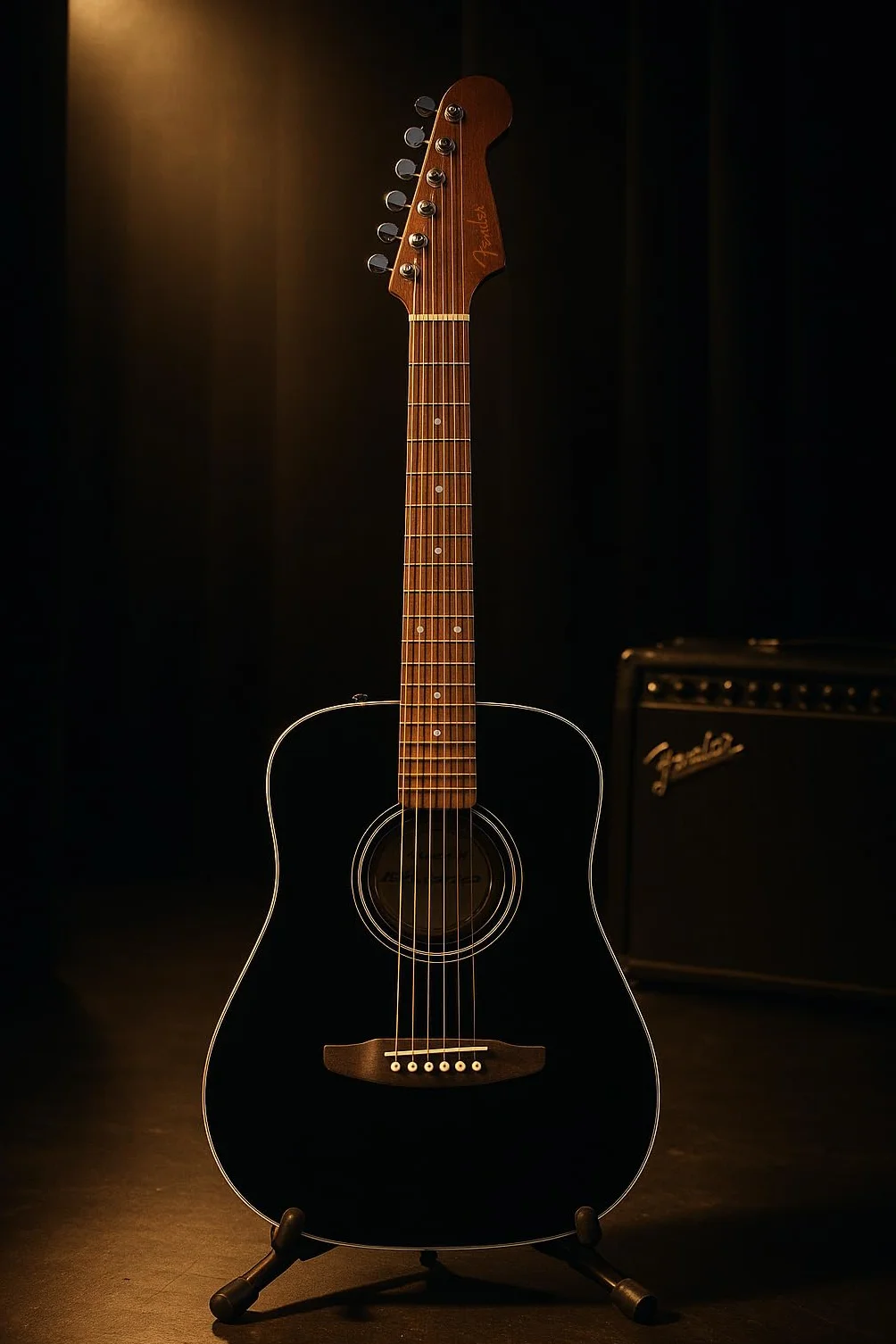 Fender California Standard Redondo Black Spruce Top Mini Acoustic Guitar with Bag