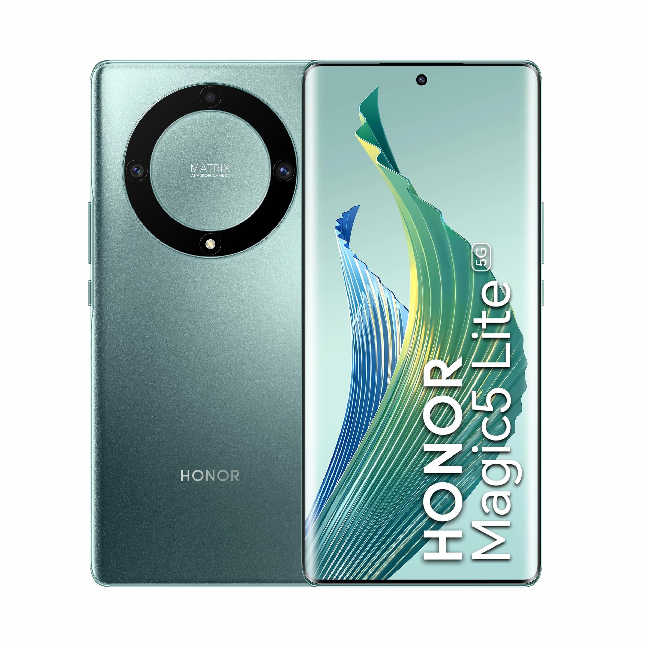 HONOR Magic5 Lite Smartphone 5G, 6GB+128GB, Display OLED 6,67” a 120Hz, Fotocamera da 64MP Dual SIM, Android , Green (Reacondicionado)