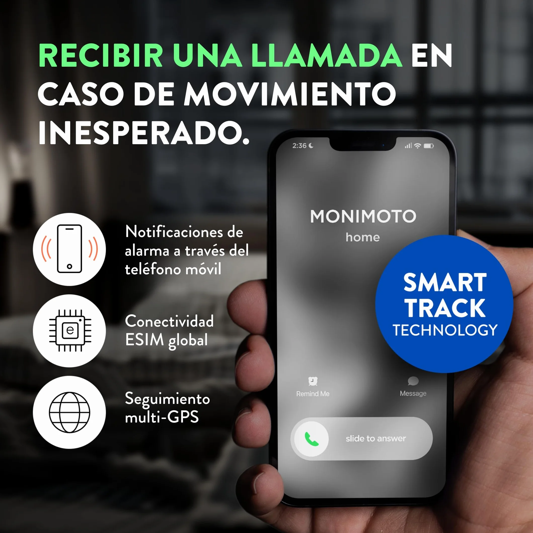 MoniMoto 7 Localizador GPS para Motos y Coches | Fácil Instalación | Sin Cables | Gran Autonomía. Sistema Antirrobo | Alarma con Aviso al Móvil. Mini GPS Tracker Internacional