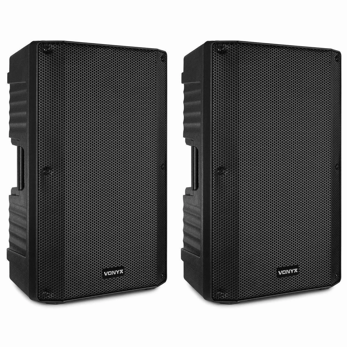 Vonyx VSA150S Juego de Altavoces Activos estéreo de 1000 W con Bluetooth, Reproductor de MP3 y Control Remoto - ¡Adecuado para DJ's, músicos, Cantantes y discursos!