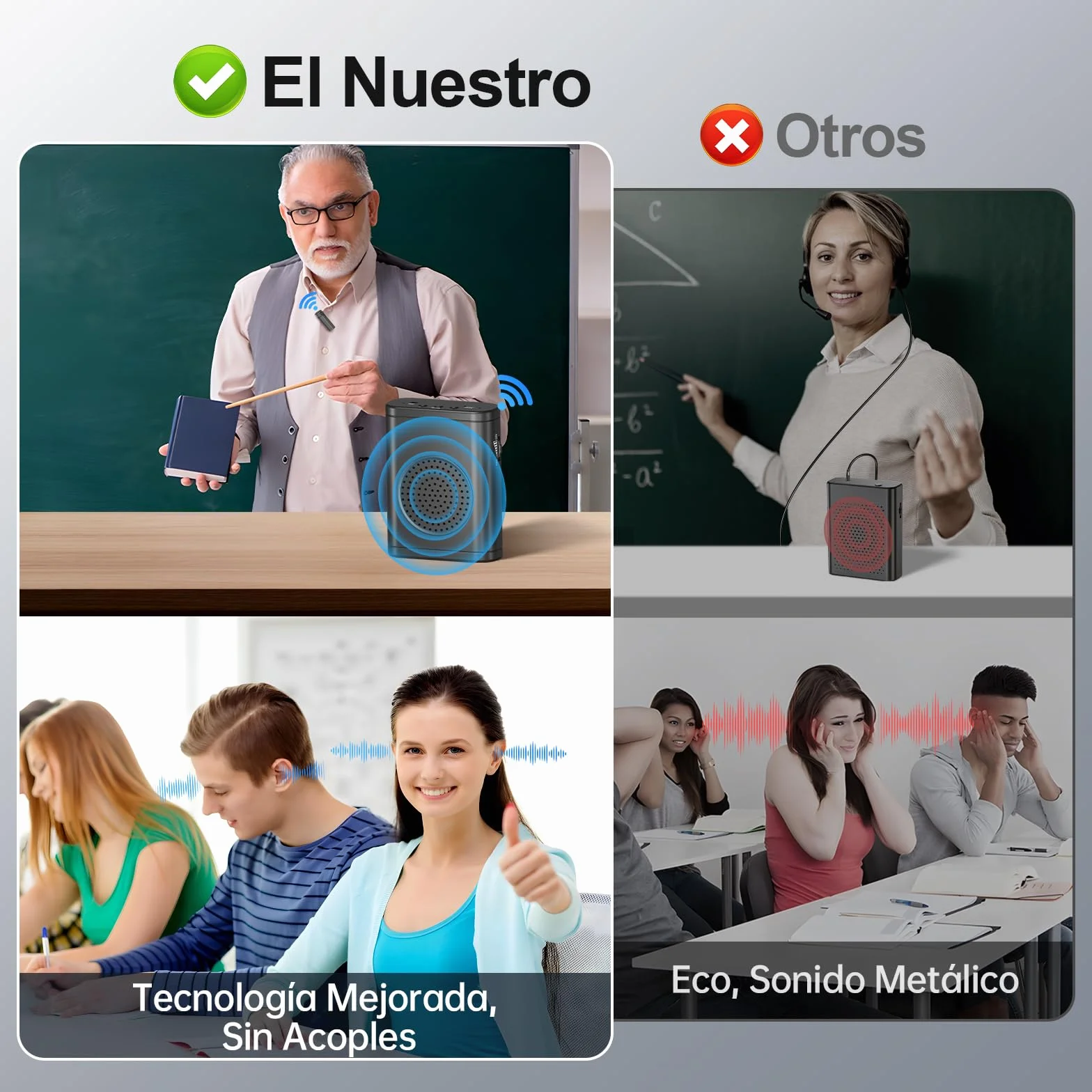 Moman Amplificador de Voz con Micrófono Lavalier Inalámbrico, Altavoz Portátil de Baja Latencia Sin Acoples, Sistema de PA Personal para Profesores, Aulas, Yoga, Formación