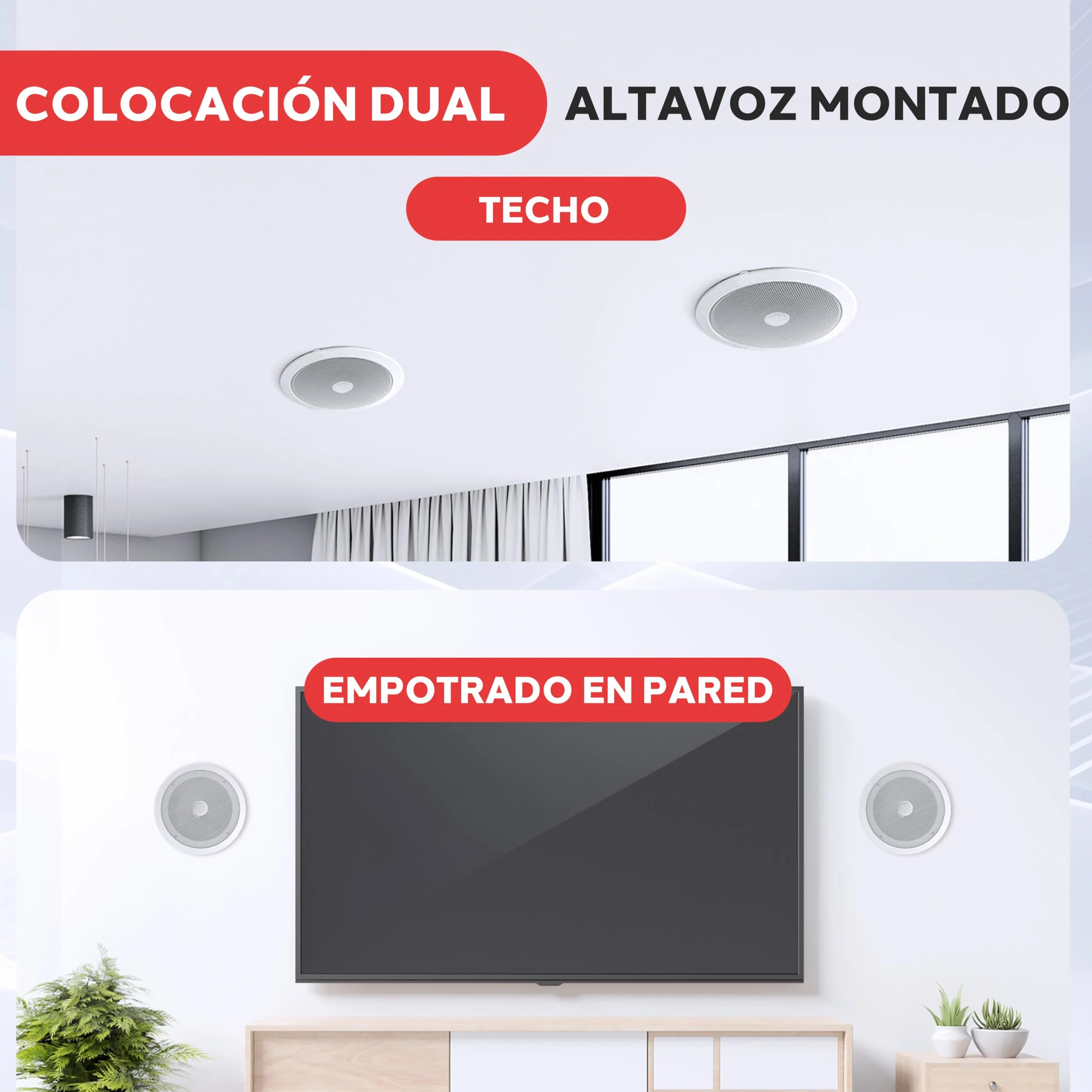 Pyle Altavoces Techo Empotrables 8" Tweeter Titanio 1" 55Hz-22kHz 300W