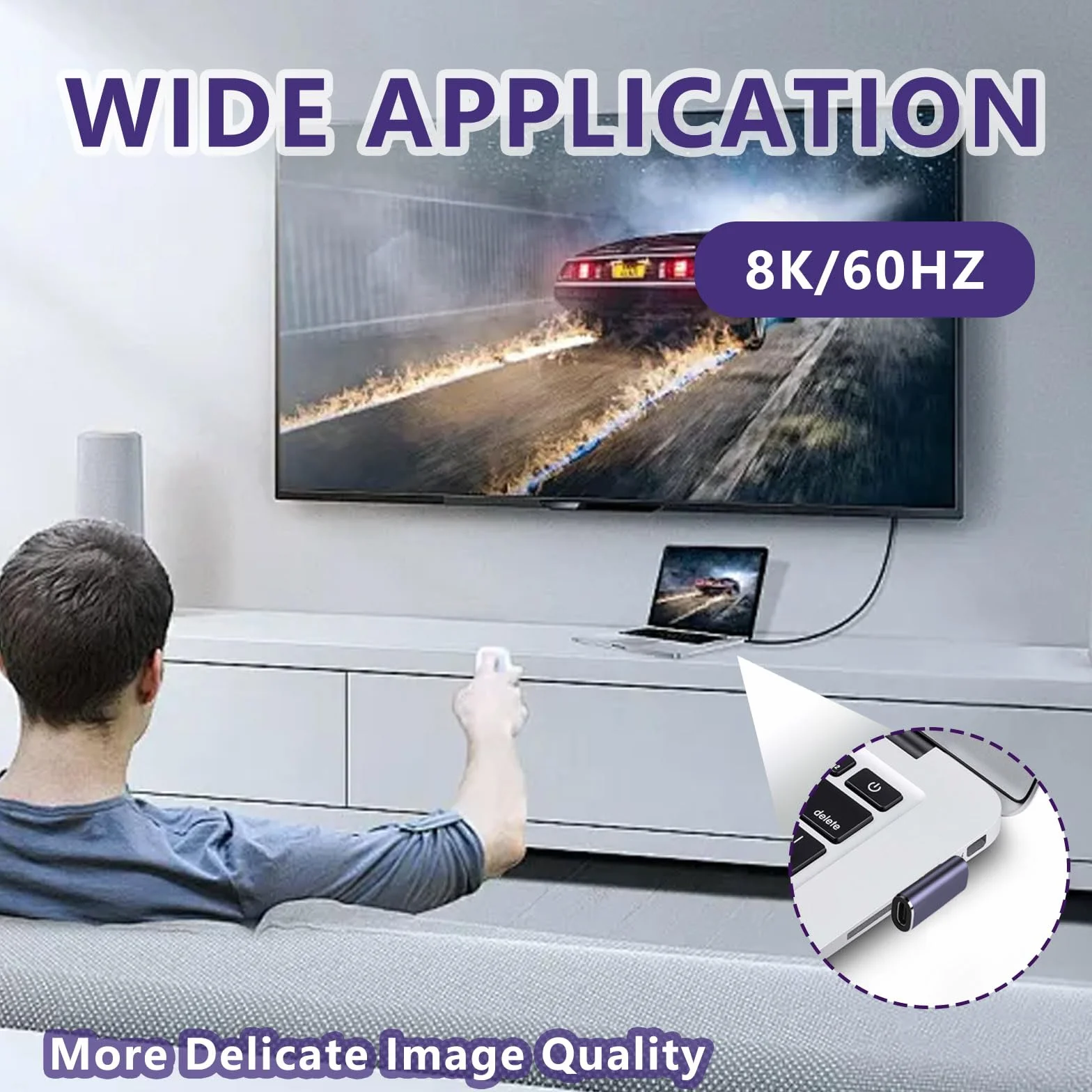 2 PCS 8K Cable HDMI Macho a HDMI 2.1 Hembra, Adaptador Convertidor HDMI Vertical 90 Grados Ángulo Convertidor Macho y Femenino Compatible con 8K 60Hz 4K 120Hz para Laptop HDTV