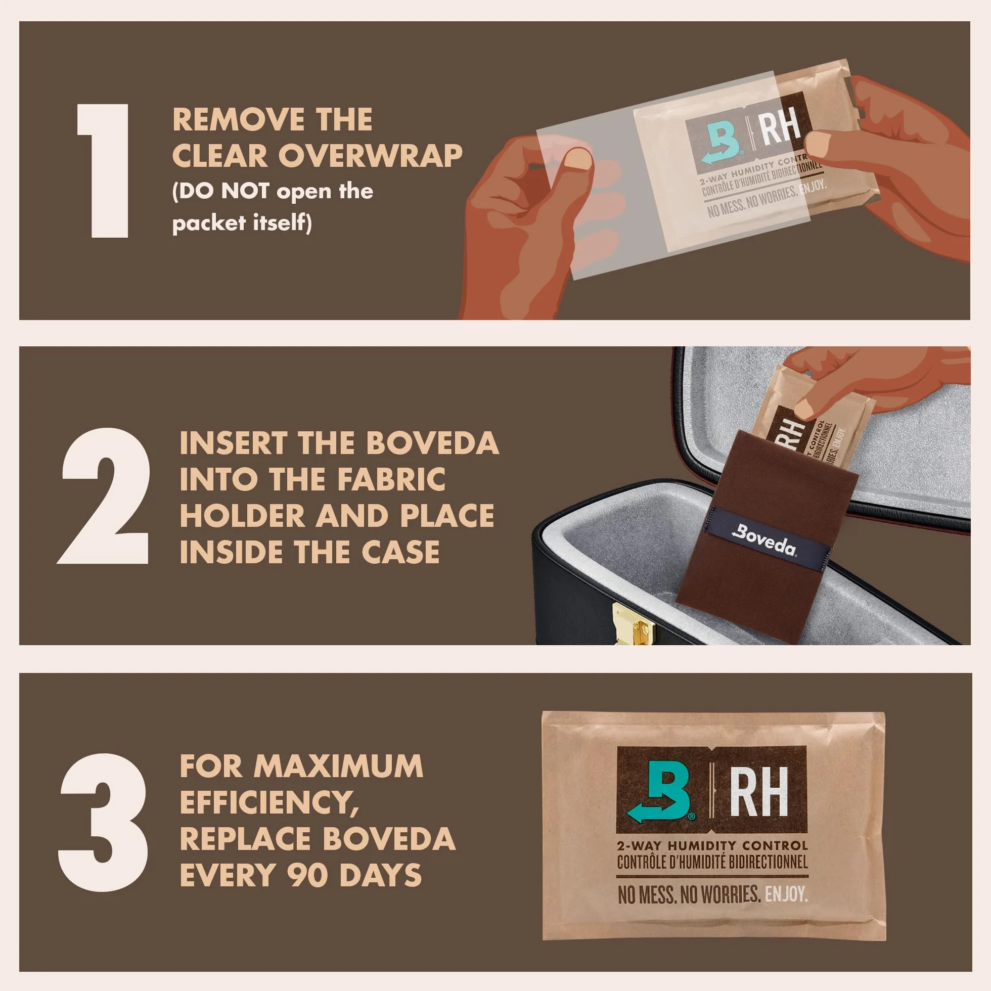 Boveda Kit de iniciación de música grande – (3) 49% RH estándar Boveda – control de humedad bidireccional ideal para la mayoría de los climas, para guitarras y otros instrumentos de madera grandes
