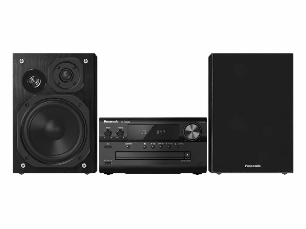 Panasonic SC-PMX90 Microcadena Hi-Fi con Altavoces de Bambú, 14 cm Woofer, Bluetooth, Radio FM, Negro