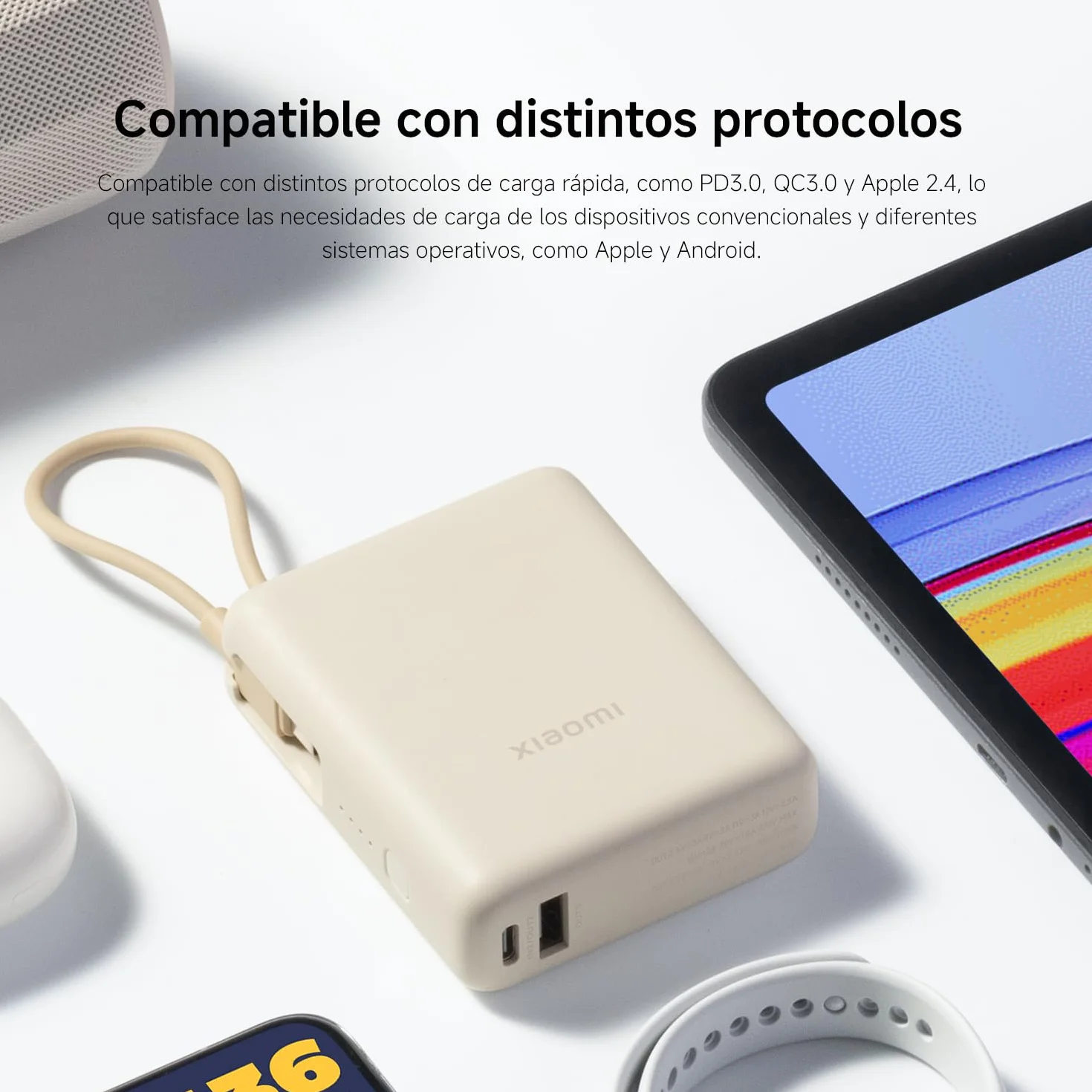 Xiaomi Power Bank 33W 10000mAh (Integrated Cable) Ice Blue 3 Puertos Carga Rápida
