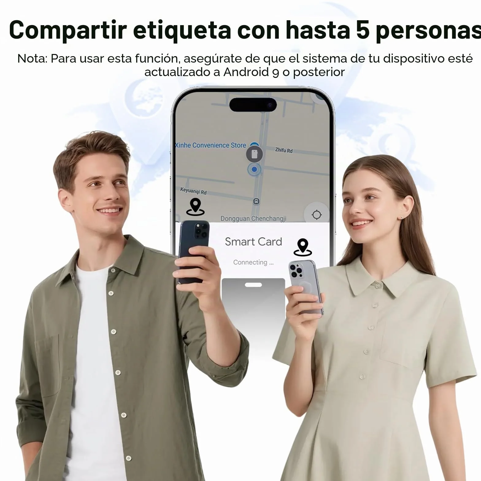 Localizador de billetera para Android, tarjeta del rastreador de billetera delgada de 2 mm, compatible con la aplicación Google Find My Device (solo Android), IP68 impermeable, carga inalámbrica