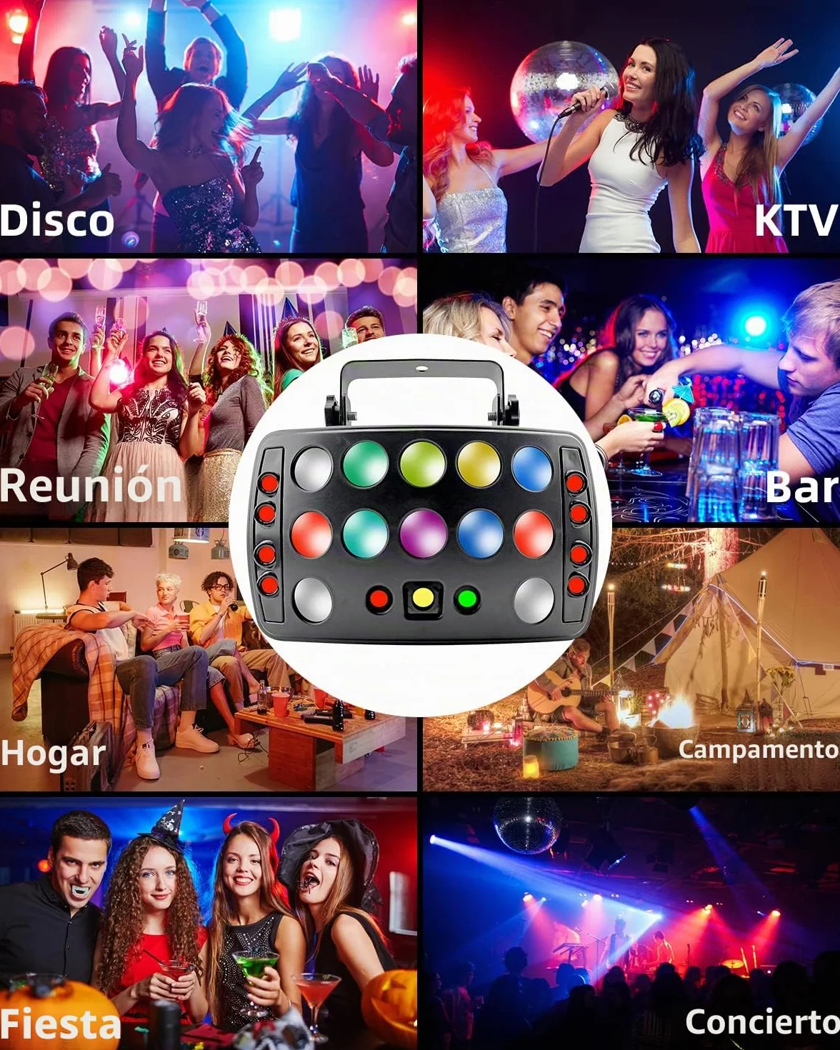 Eagou Diary luces discoteca,50W RGBW LED DMX512 luces de discoteca Flash con función de atenuación súper suave para fiestas,djs,familias,bares