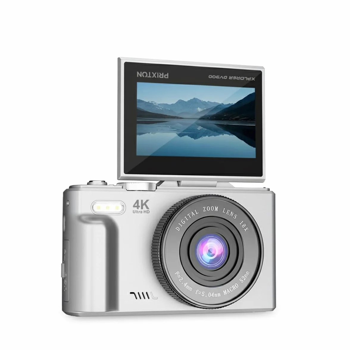 PRIXTON Cámara Digital Xplorer DV900 WiFi 4K 64MP Pantalla Giratoria LCD Batería Recargable Plata (Reacondicionado)